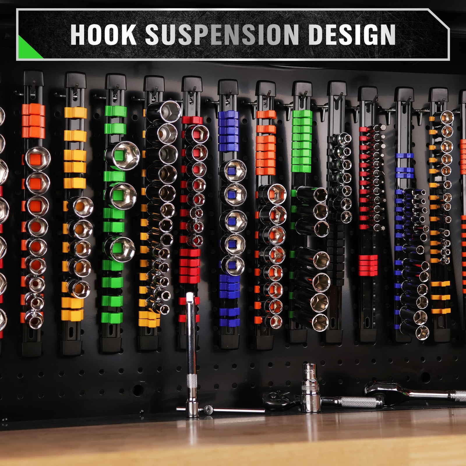 SWANLAKE Socket Organizer Set 18-Piece, 1/4-Inch x 96 Clips, 18 PCS, Mixed