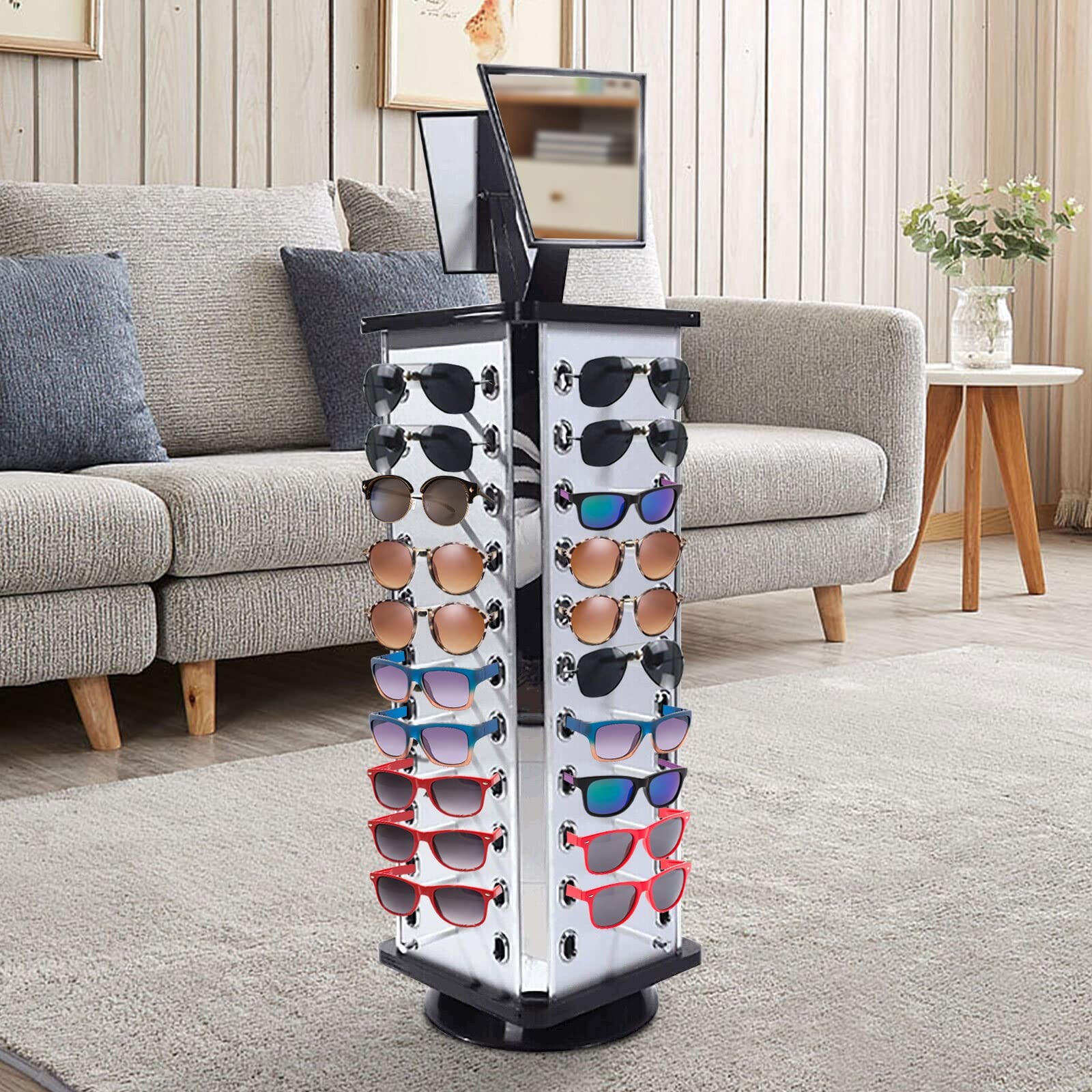 YIYIBYUS 360° Rotating Sunglasses Organizer Square;15 x 34.7inch, As shown