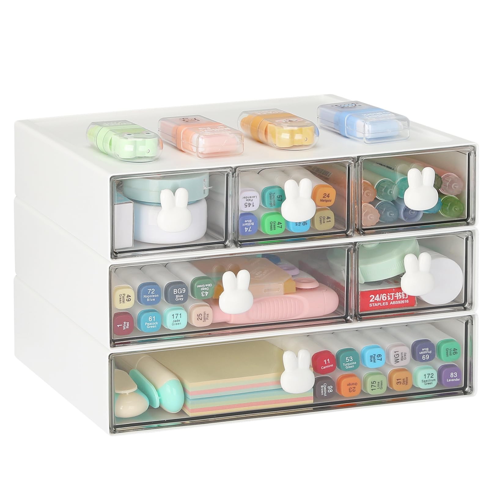Stackable Desk Organizer, Plastic Storage Drawer for Office School Home Makeu…