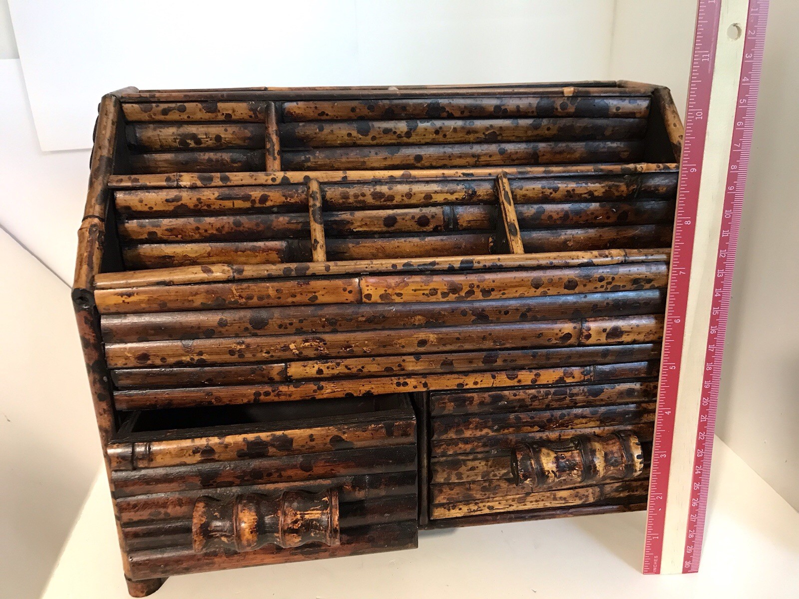 Vintage Bambo Desk Top Organizer 12x10x6”
