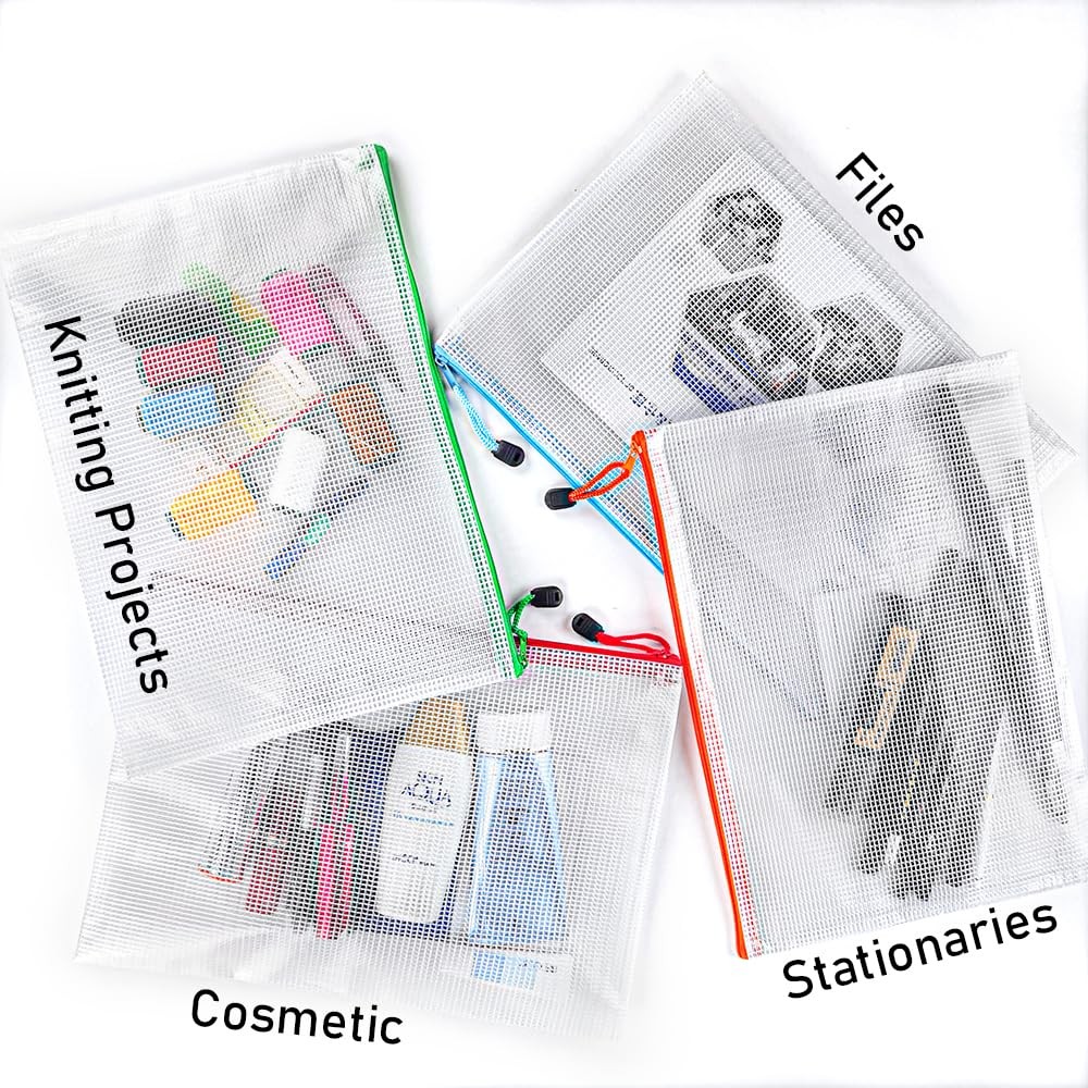 24pcs Zipper File Bags 13.3”x9.4” Plastic Zipper Pouch For Office School Stora