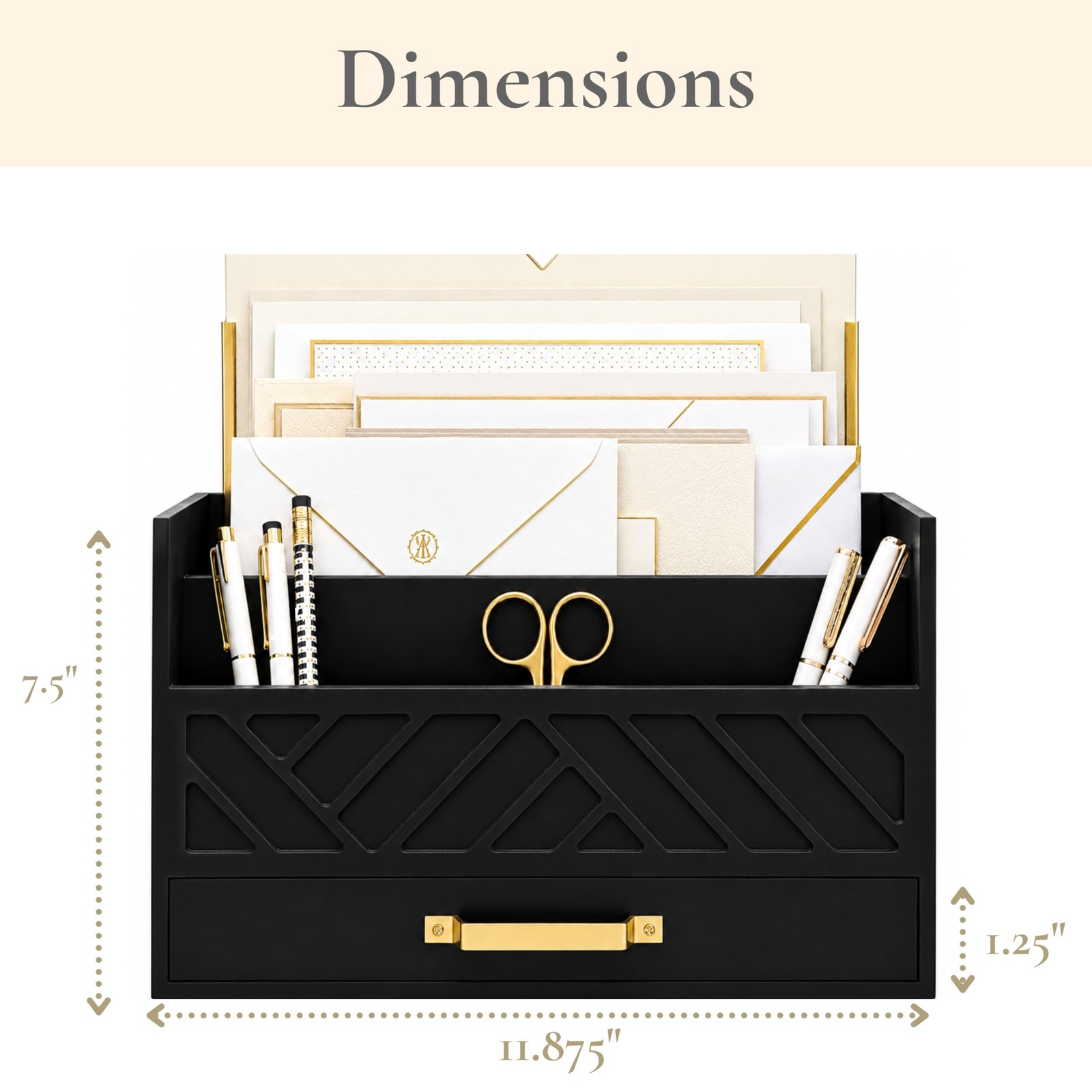 BLU MONACO | Wooden Mail Organizer with Drawer and Gold Handle | Mail Sorter …