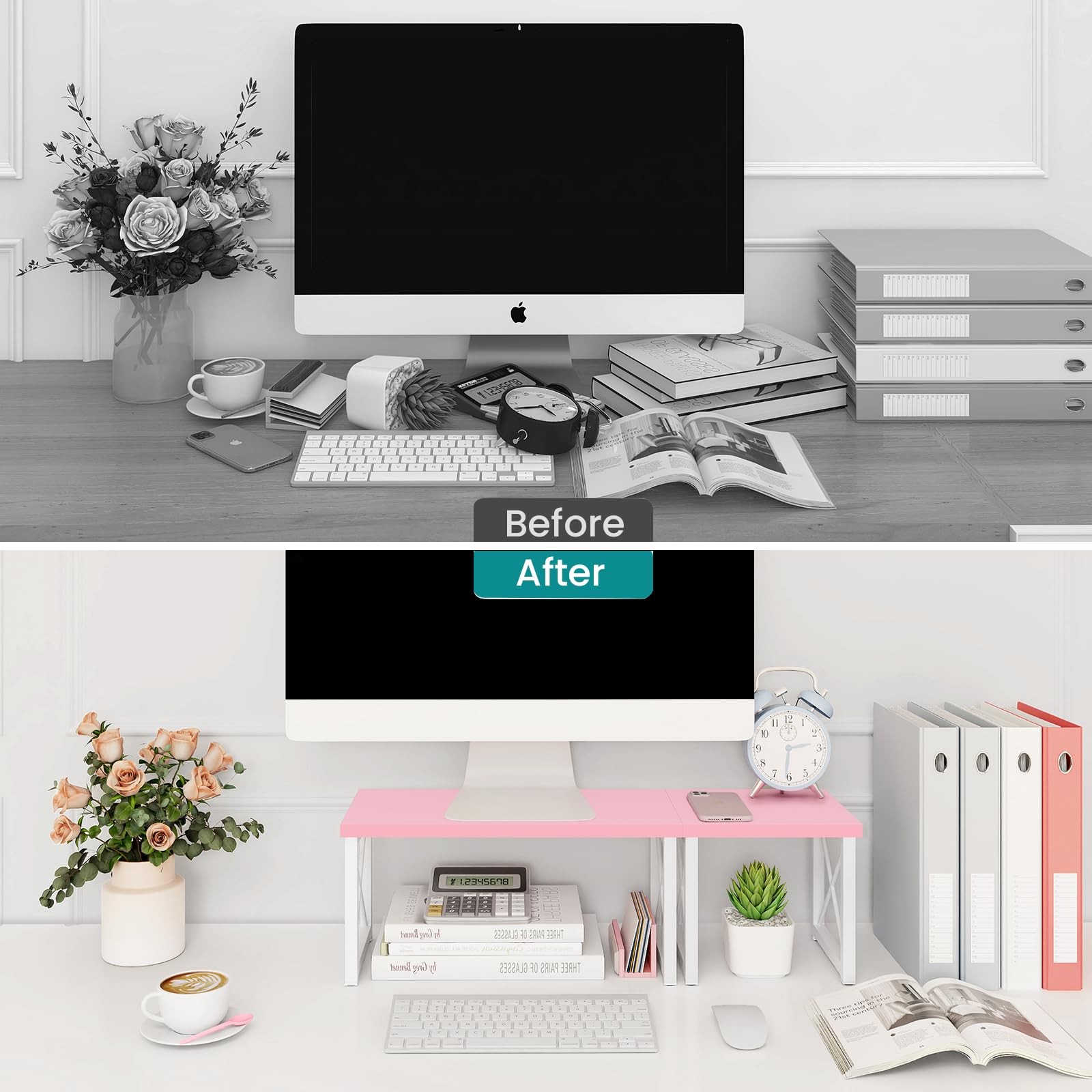ELITEROO Desktop 15.7 inches (L) x 7.8 (W) x 7.6 (H), Pink