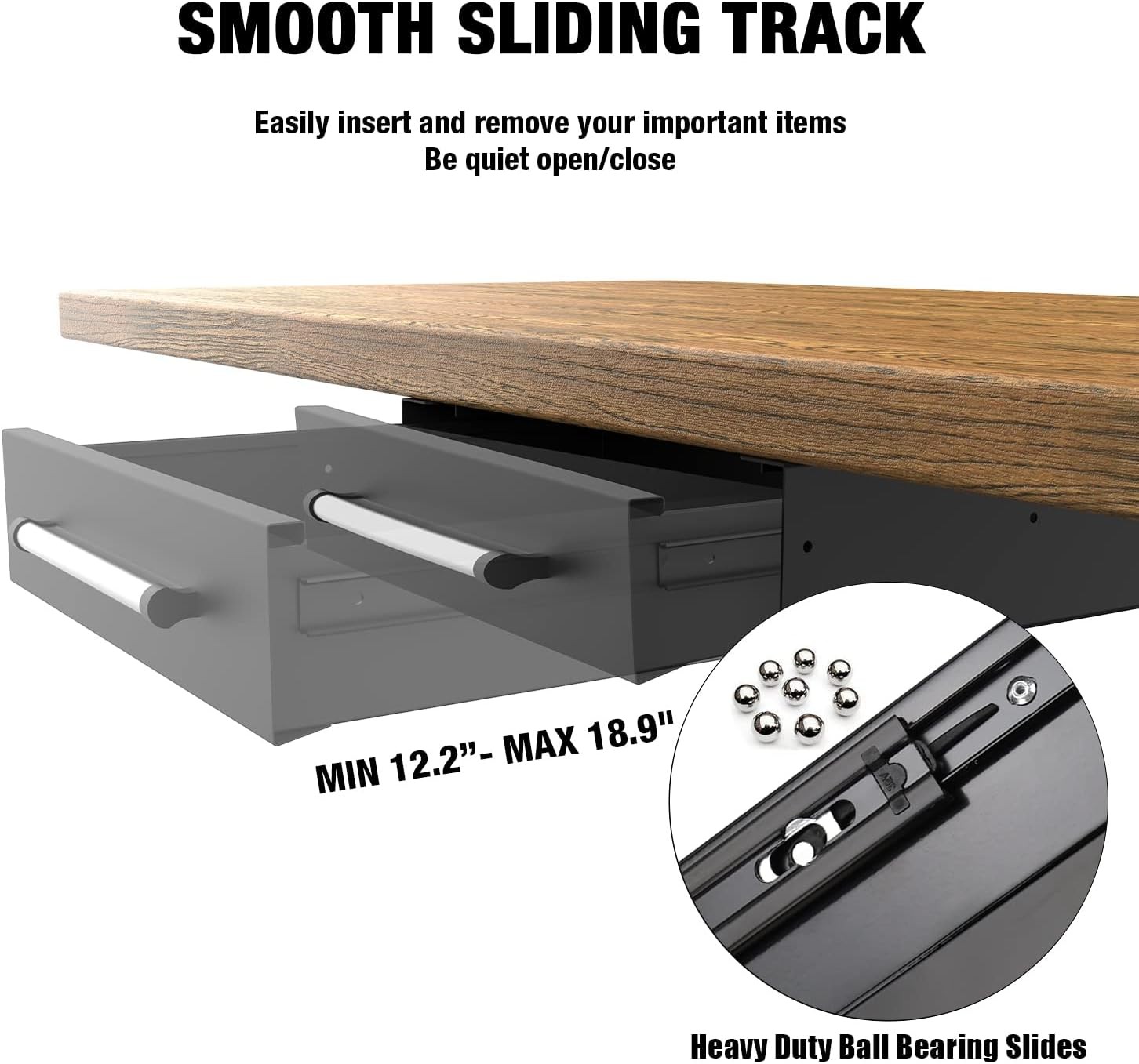 Under Desk Drawer Storage, Pull-Out Office Hidden Counter Drawer, Metal Slidi…