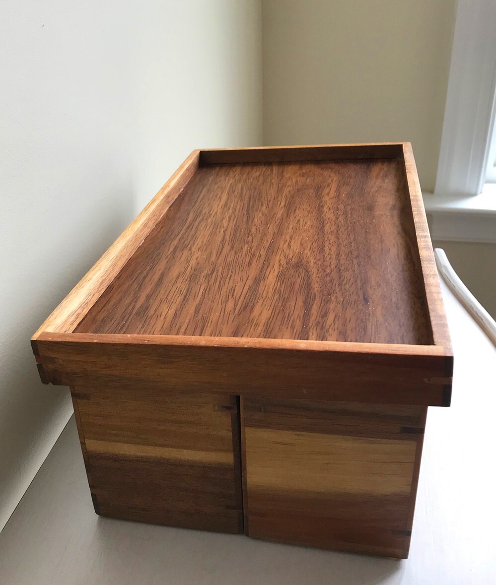 4 Piece Solid Wood Desk Organizer for Storage, Farmhouse Rustic Cottage Decor