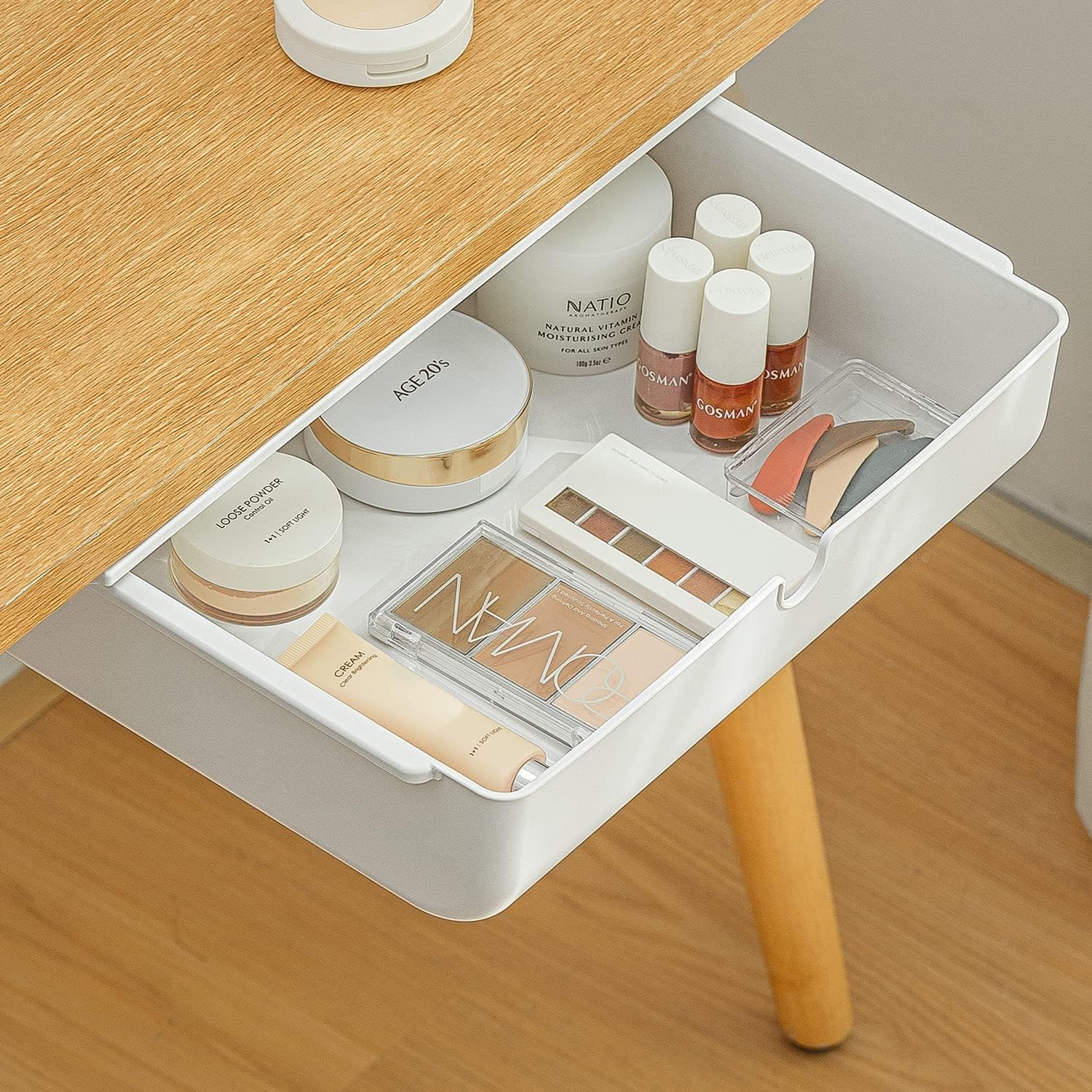 Large Under Desk Drawer Slide Out Organizer Self-Adhesive Hidden Under Table