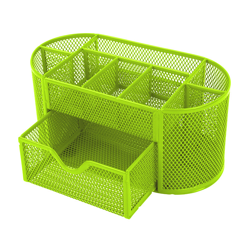 Green Metal Wire Mesh Pen Desk Top Storage Organizer Holder Office School Supply