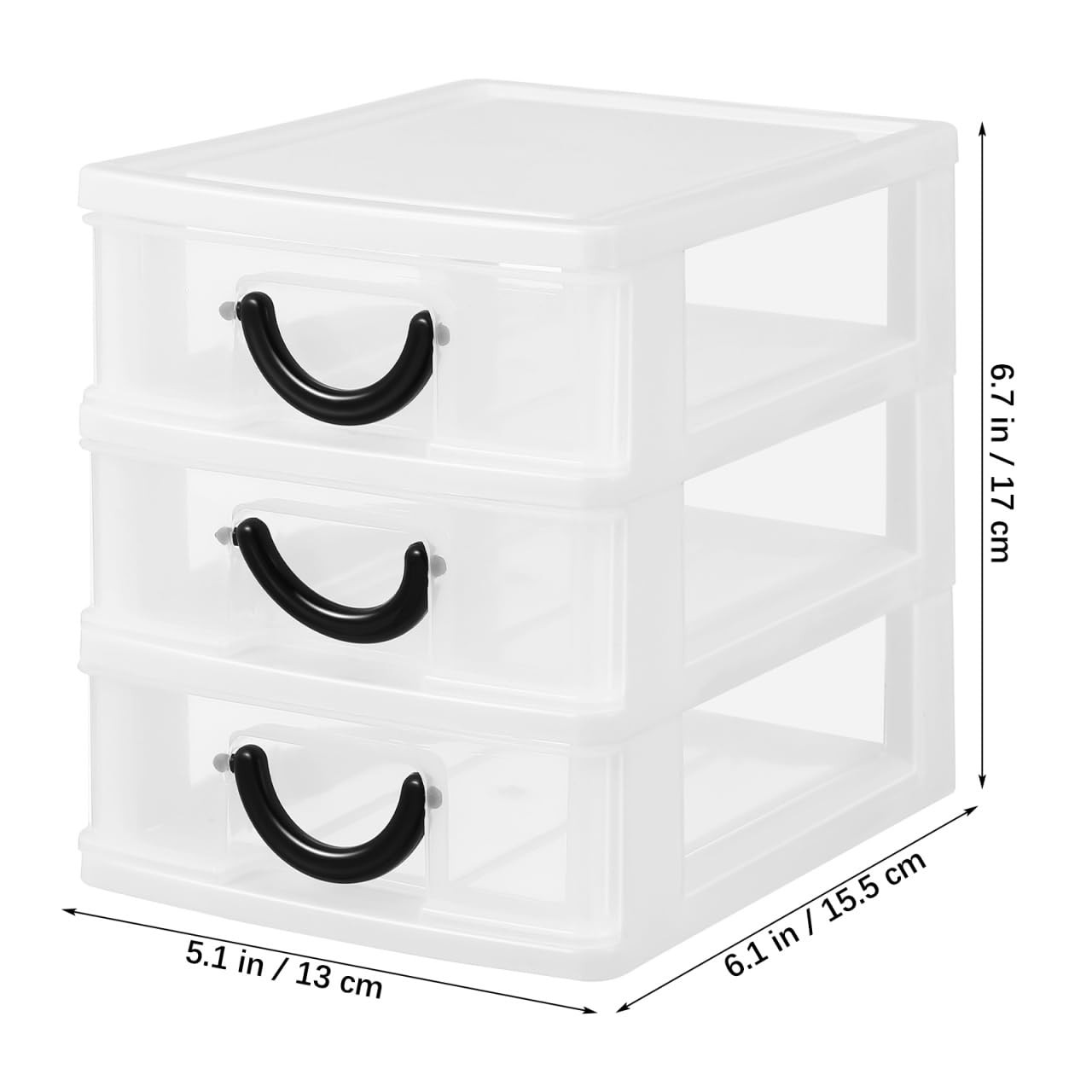 Mini Plastic Drawers Organizer Clear Desktop Storage 3 Drawer Units