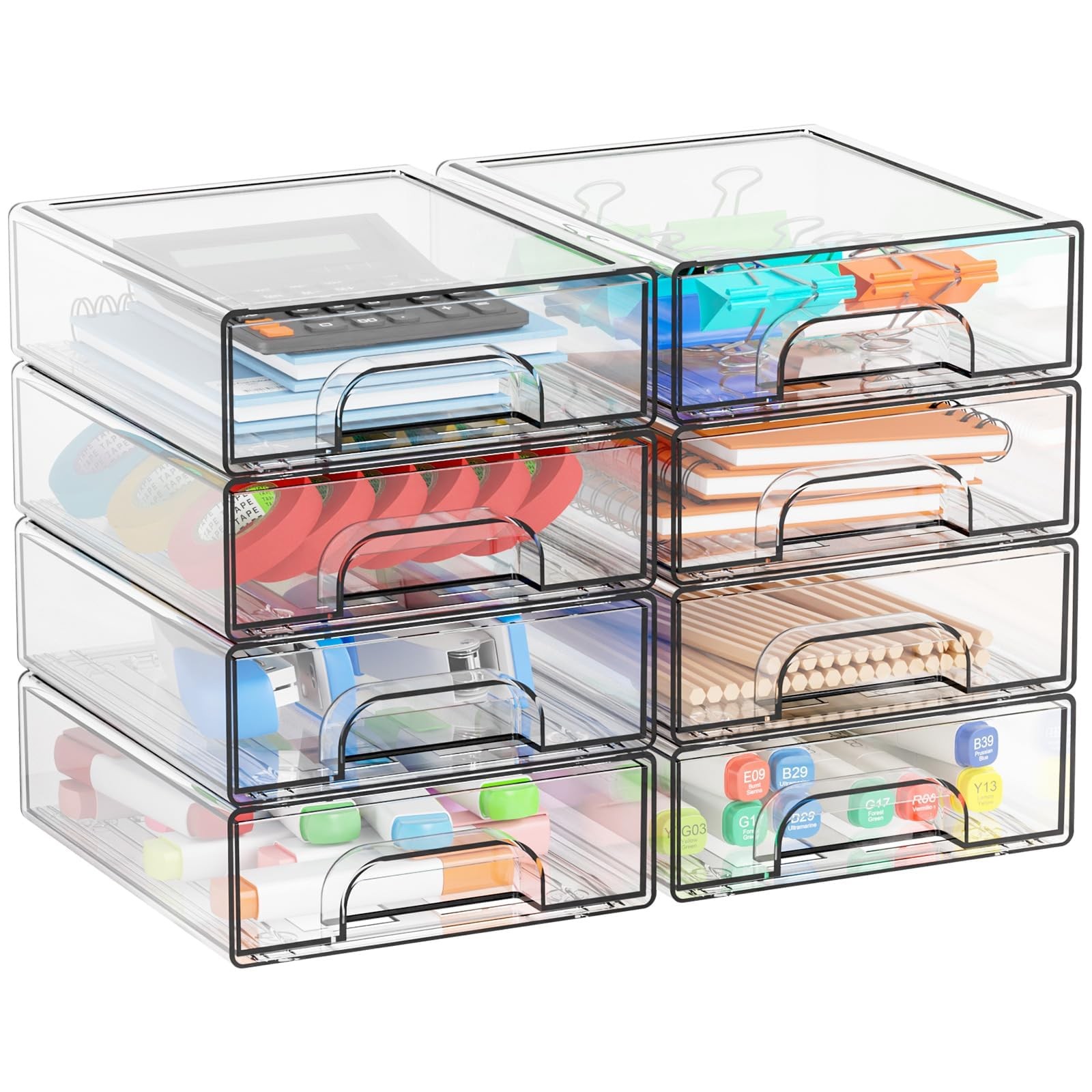 Yieach 2.2” Tall Acrylic Clear Stackable Storage 8 PCS-2.2In Tall,
