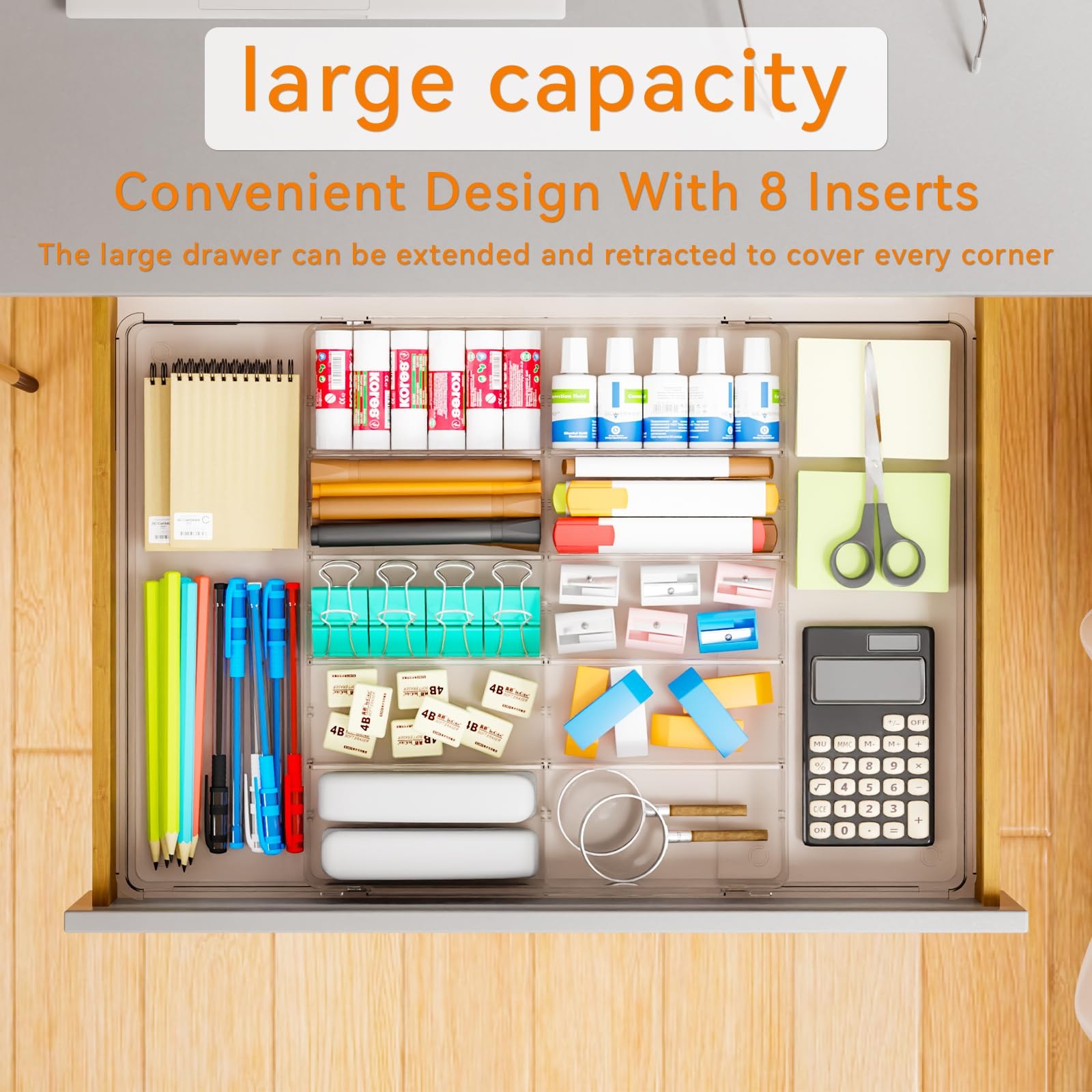 Large Expandable Desk Drawer Organizer Tray for Office Supplies and Accessori…