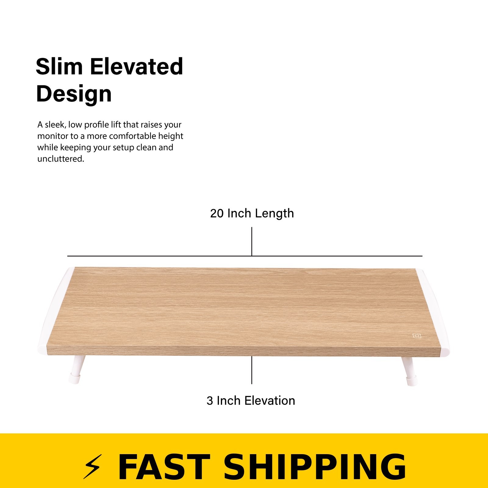 Incipio Wooden Monitor Riser Stand – Ergonomic Desk Shelf – Oak