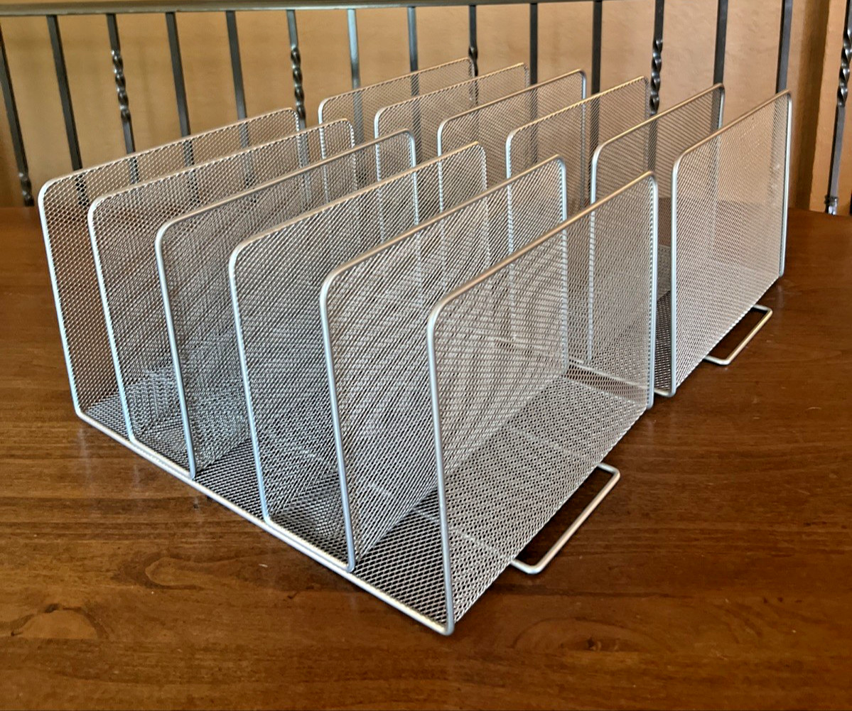 Lot of 2 – 5 Sections Each – Desk File Holder/Rack/Sorter – Mesh Organizer