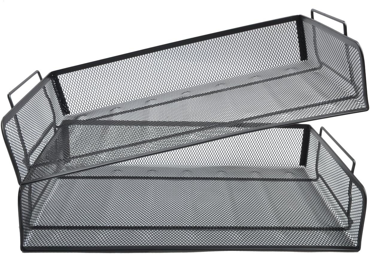Sturdy 4 Pack Desk Paper Tray Set – Lightweight Metal Document Organizers