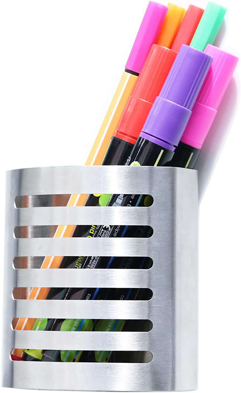 1 Pack Magnetic Modern Pen and Pencil Holder Metal Writing Utensil Storage Orga