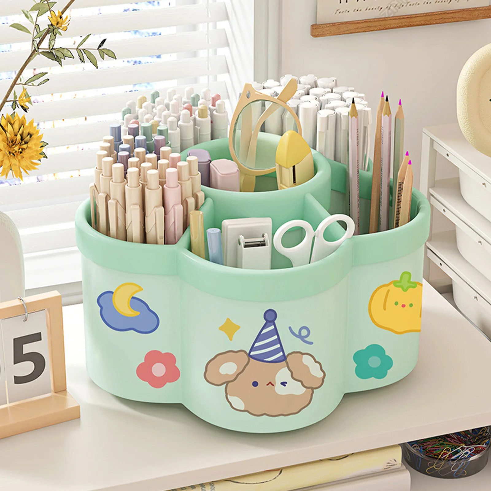 Rotating Pen Holder Desk Organizer Large Capacity Storage Box Cosmetic Brush