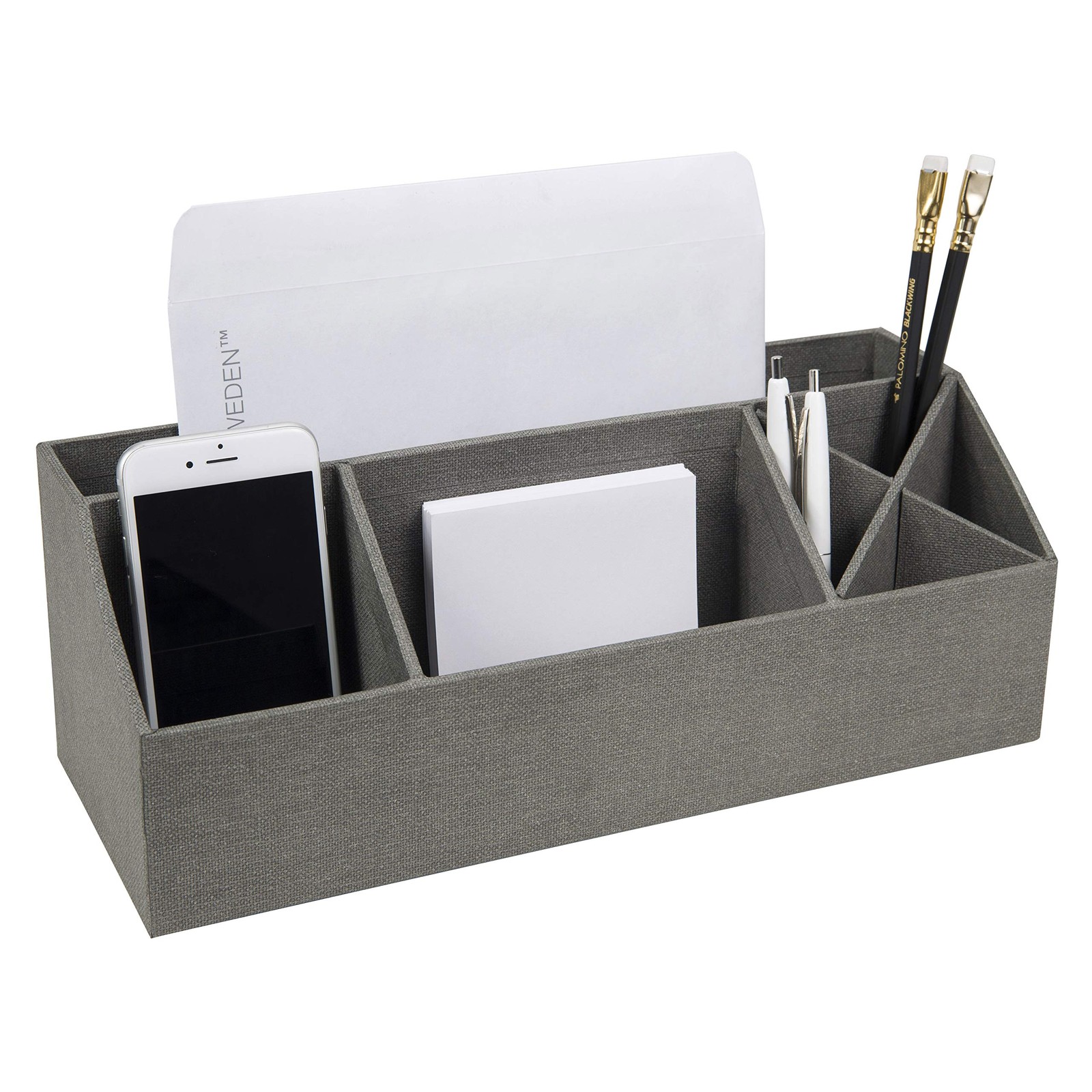 Bigso Elisa Desktop Organizer – Durable Office 4.9 x 13 x in, Canvas Gray