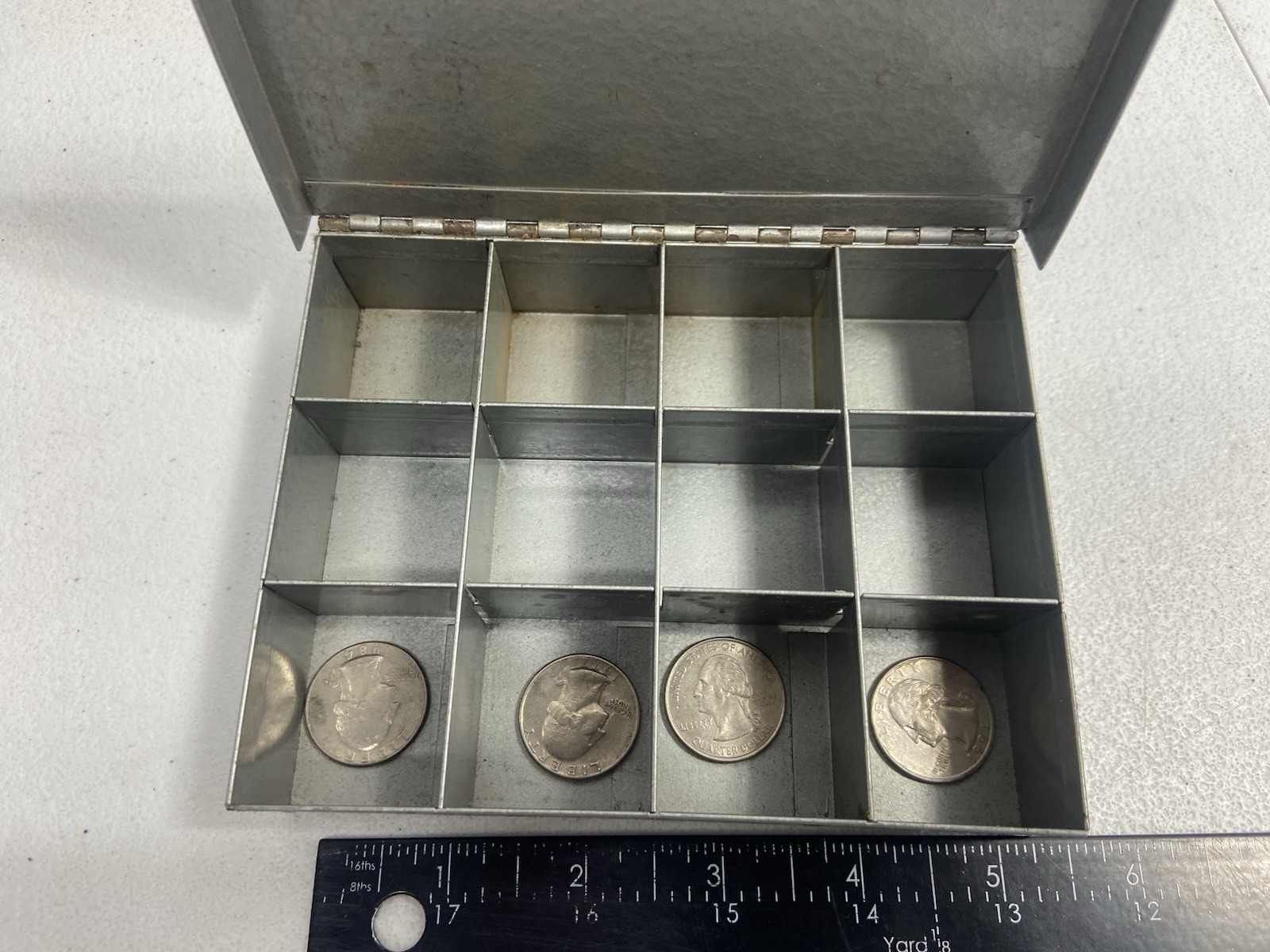 Vintage Metal Storage Mini Organizer 6″ Coins Tools Hardware.
