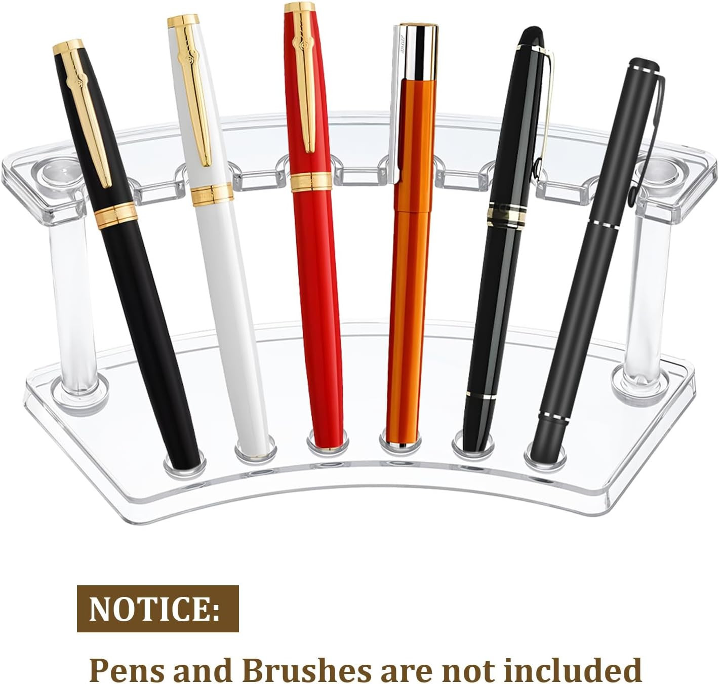 2Pcs Pen Holder Stand for Desk, Clear Pen Display Stand Pen Holder with 6 Slots,