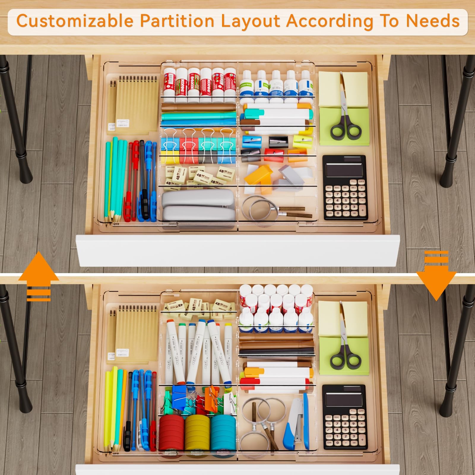 Large Expandable Desk Drawer Organizer Tray for Office Supplies and Accessori…