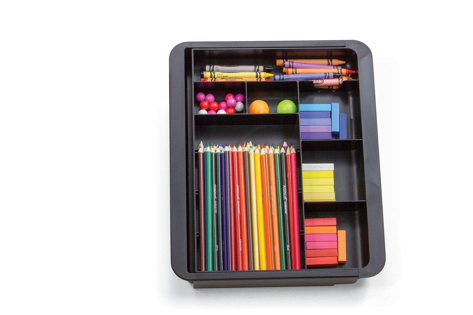 Officemate Expandable Drawer Organizer Tray, 10- 3/8 X 16 in, Black