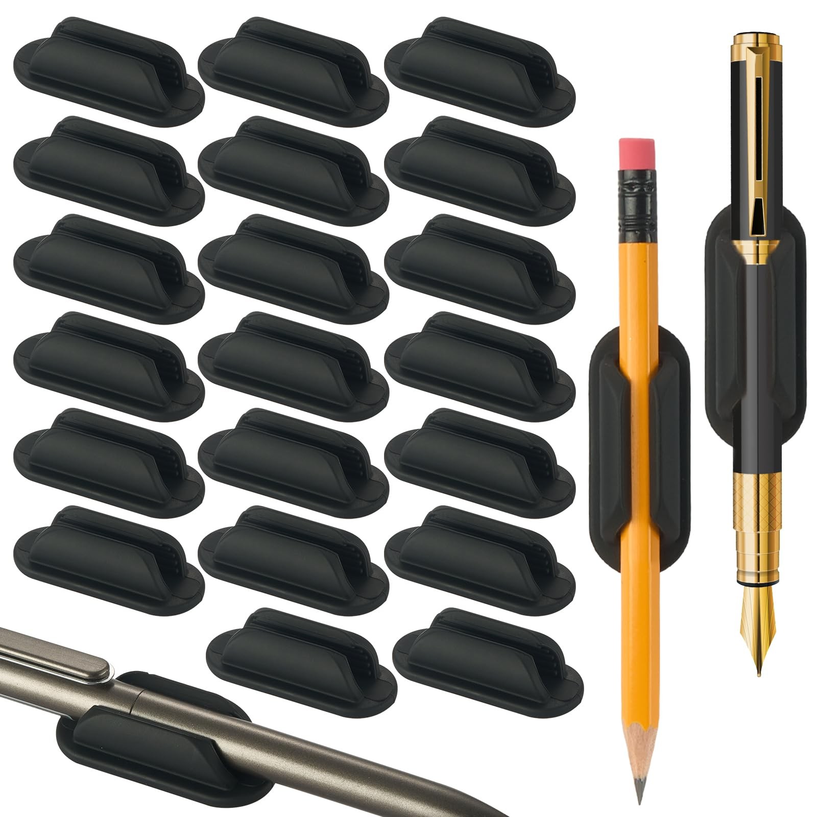 20 PCS Adhesive Pencil Holders, Silicone Marker Organizer for Desk, Notebook,…