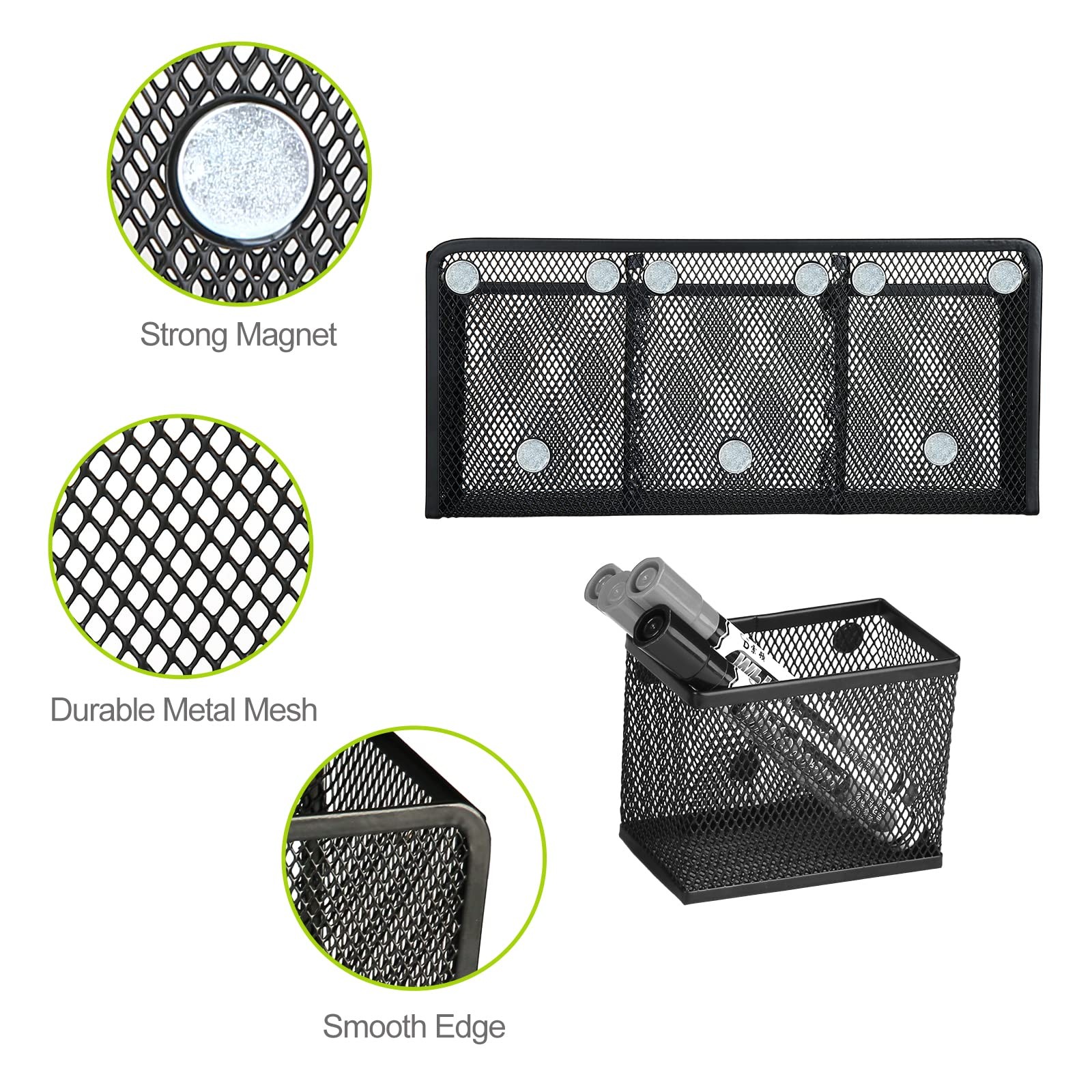 Magnetic Pencil Holder, Locker Shelf Organizer, Metal Mesh Storage Basket for…
