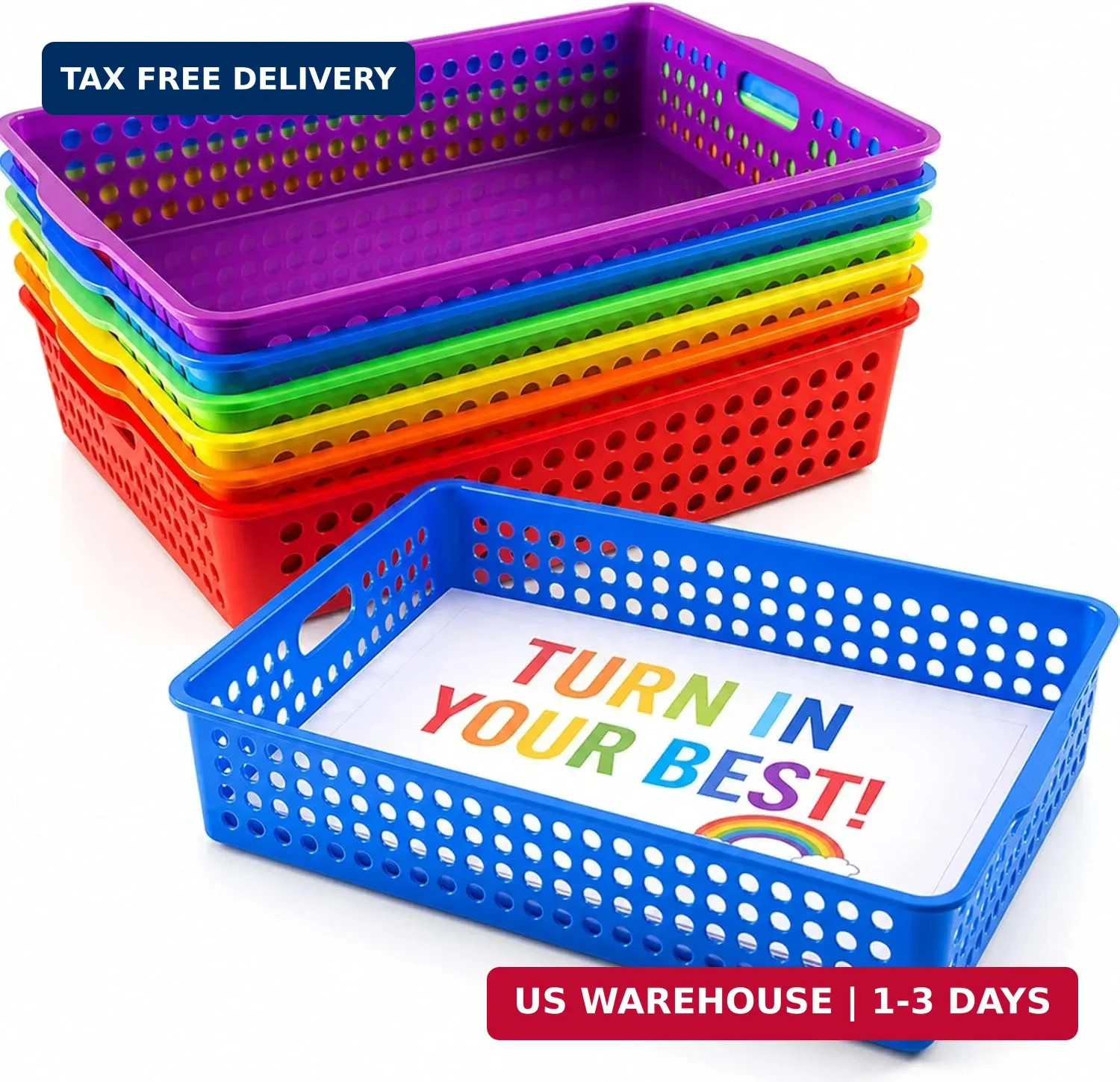 Svartur Classroom Paper Tray Set of 6, Plastic Turn in Trays for Classroom, Stac