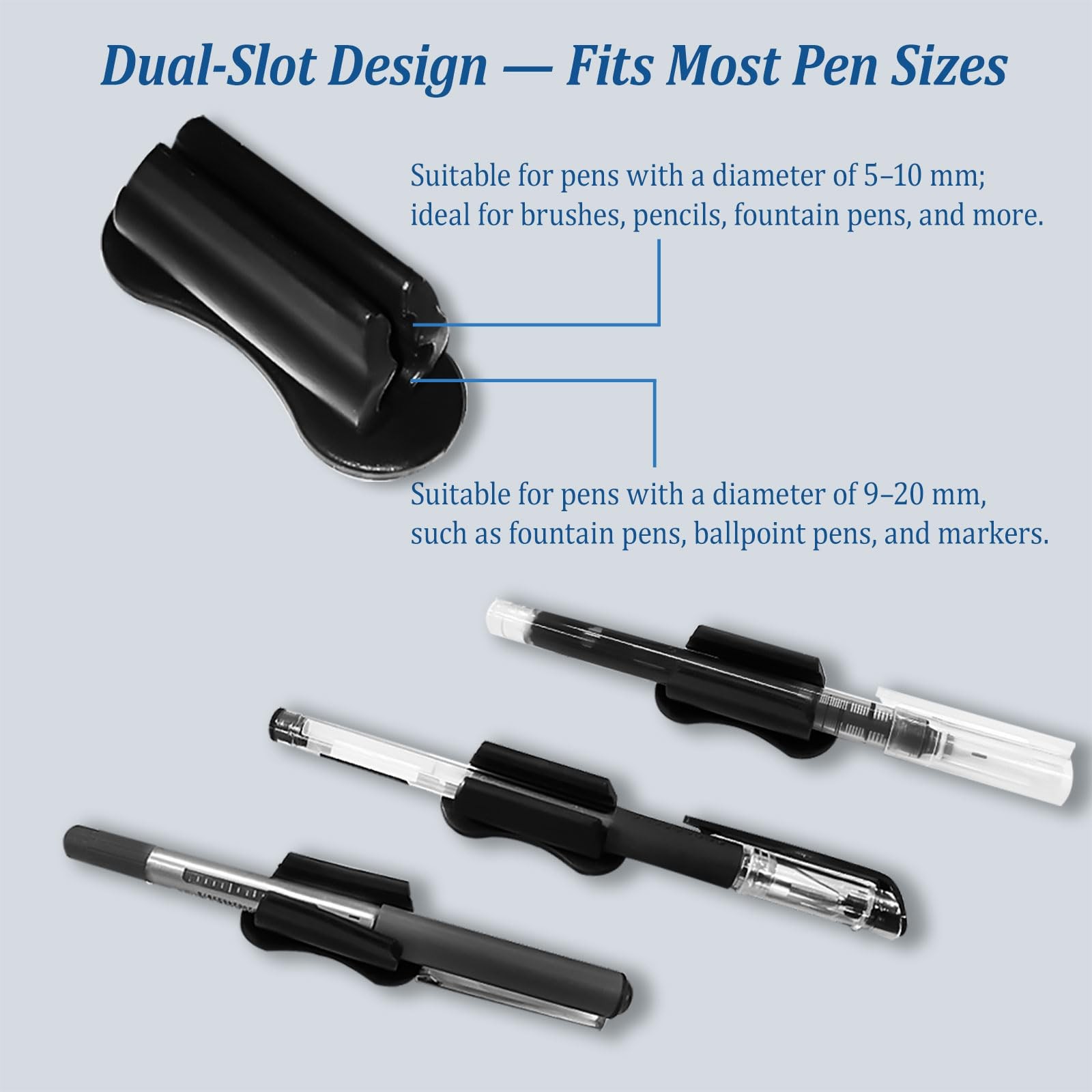 6-Pack Adhesive Silicone Pen Holders – Dual-Hole Sticky Pencil & Marker Organ…