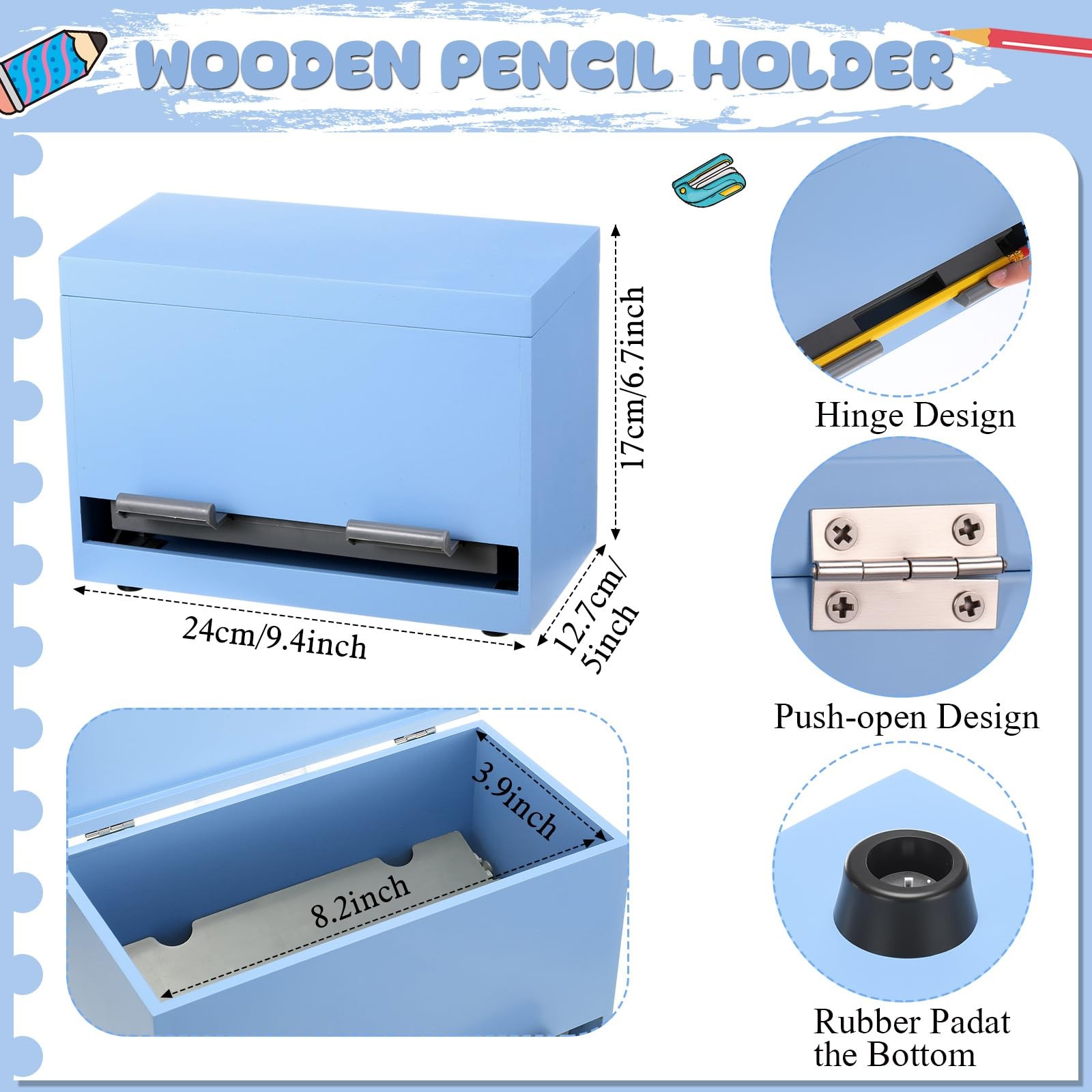 1 Pc Wooden Pencil Dispenser for Classroom Pastel Wood Pencils Holder for up …
