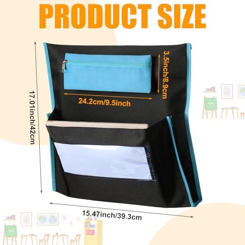 24 Pcs 17“ x 15.5“ Chair Pockets for Classroom Chair Organizer with Pencil Ca…