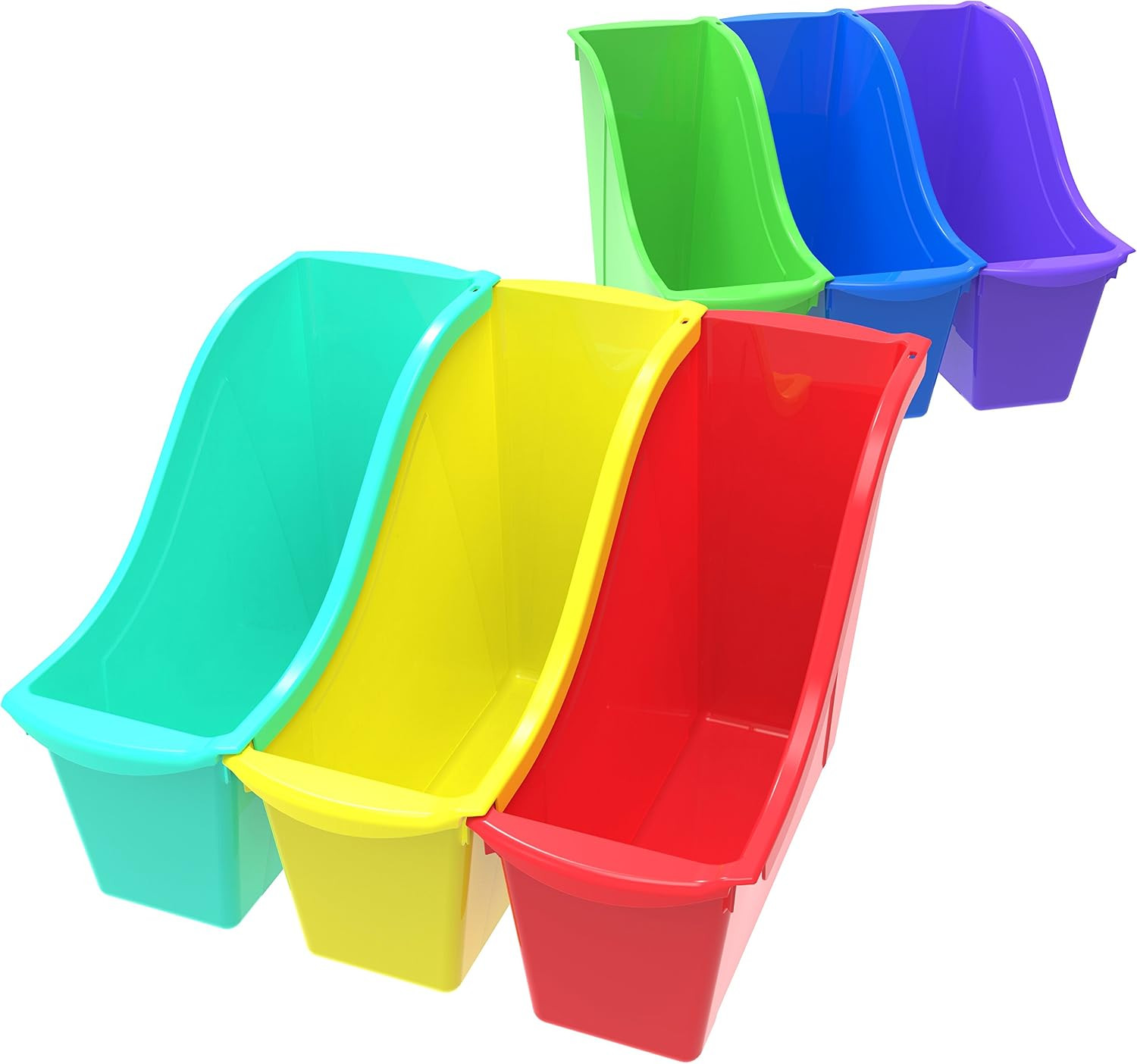 Small Book Bin – Interlocking Plastic Organizer for Home, Office and Classroom,
