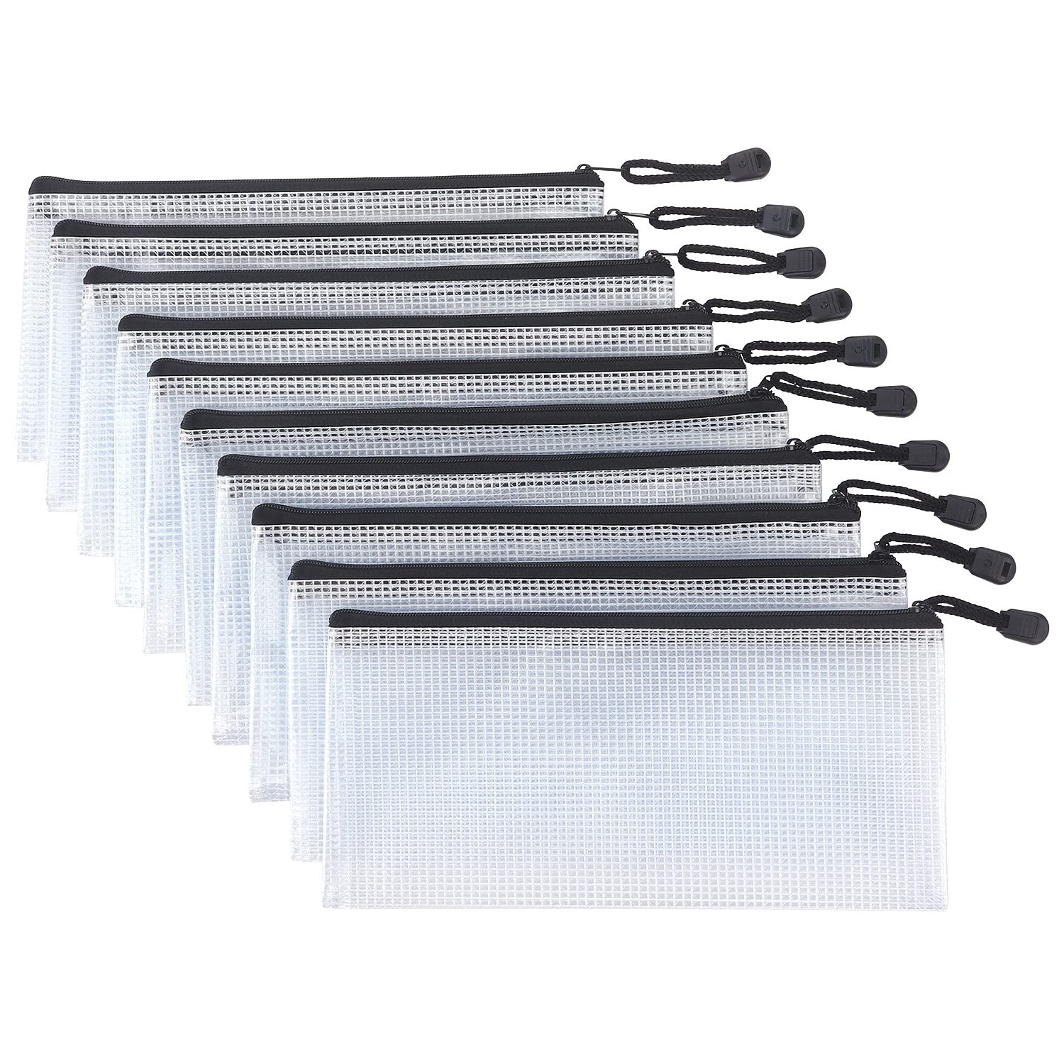 10 Pack A6 Mesh Pencil Pouch Waterproof Bags Zipper Pouch for Classroom School