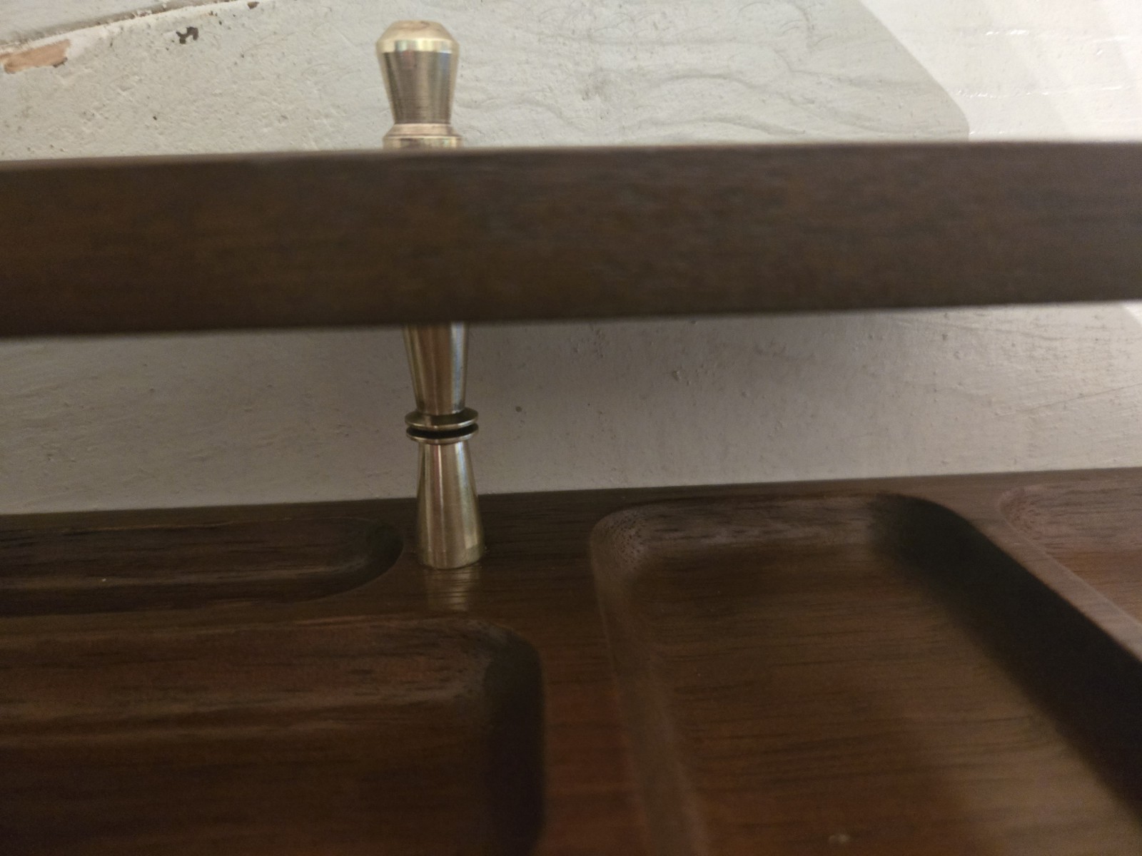 VTG Swank Wood Desk Valet, Organizer with Brass Details. 17.5 x 4.5.