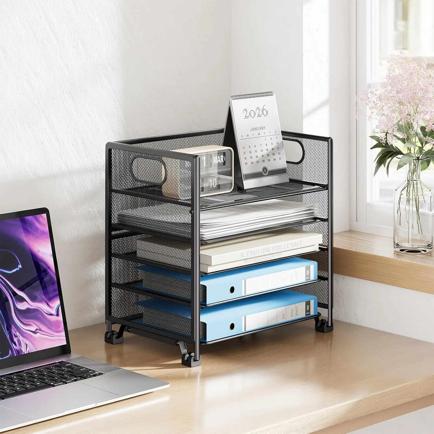 Simple Trending 5-Tier Paper Organizer for Desk- Letter Tray & File Holder with