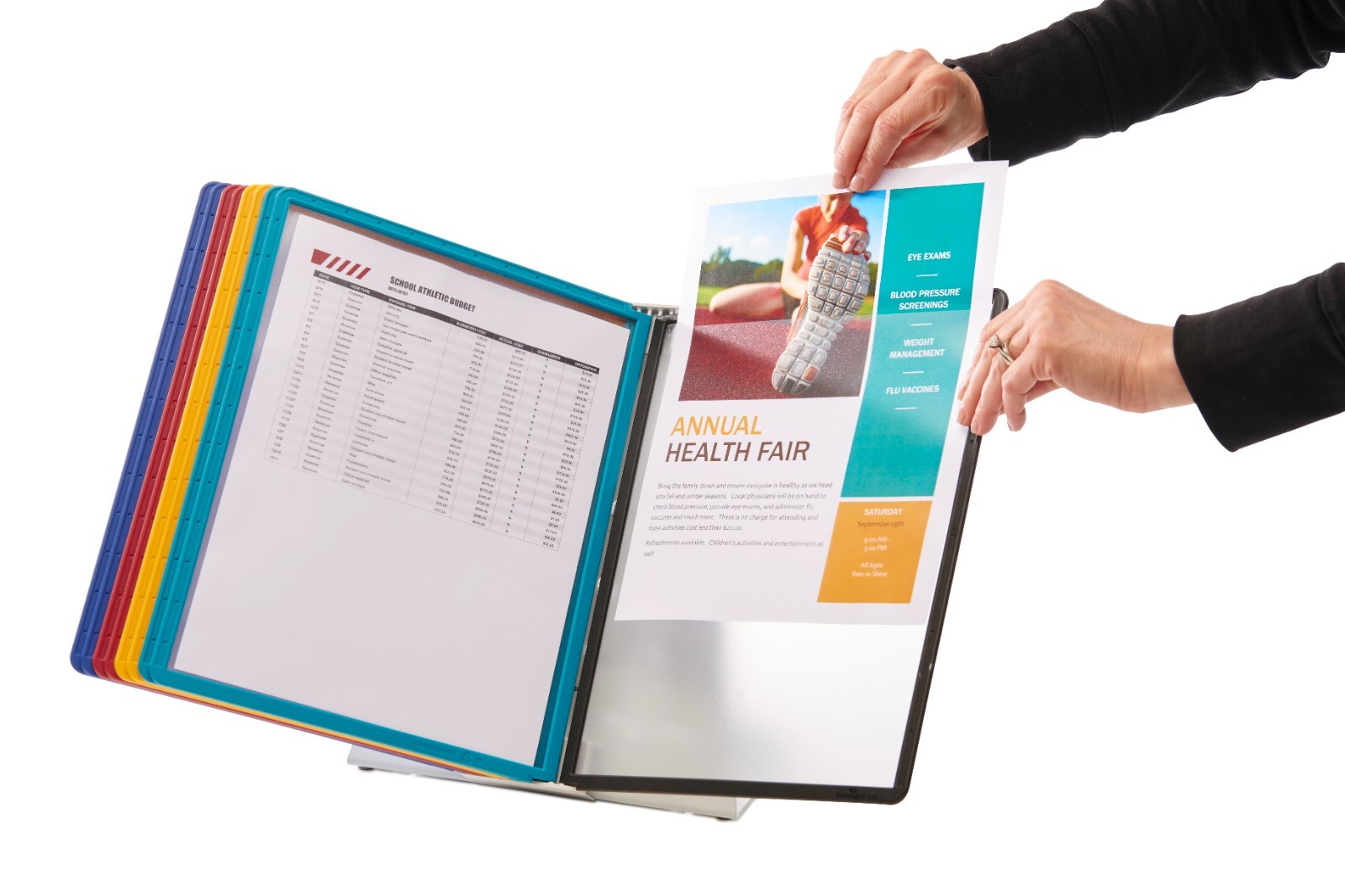 VARIO Desk Reference System 10 Panels Letter Size Assorted Colors Durable