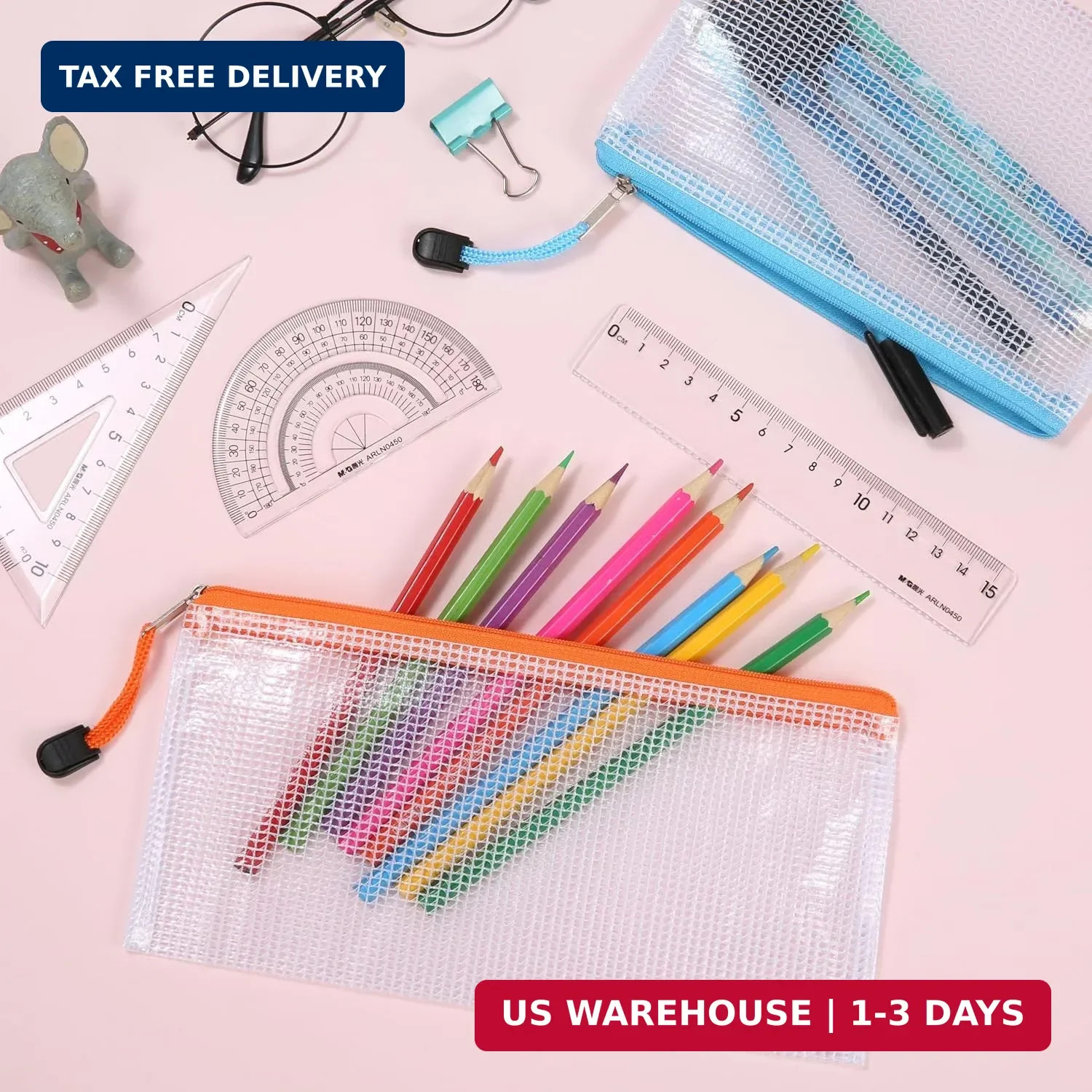 12pcs Mesh Zipper Pouch Bags, 8 Size Zipper Bags for Organizing,Mesh Bags with Z