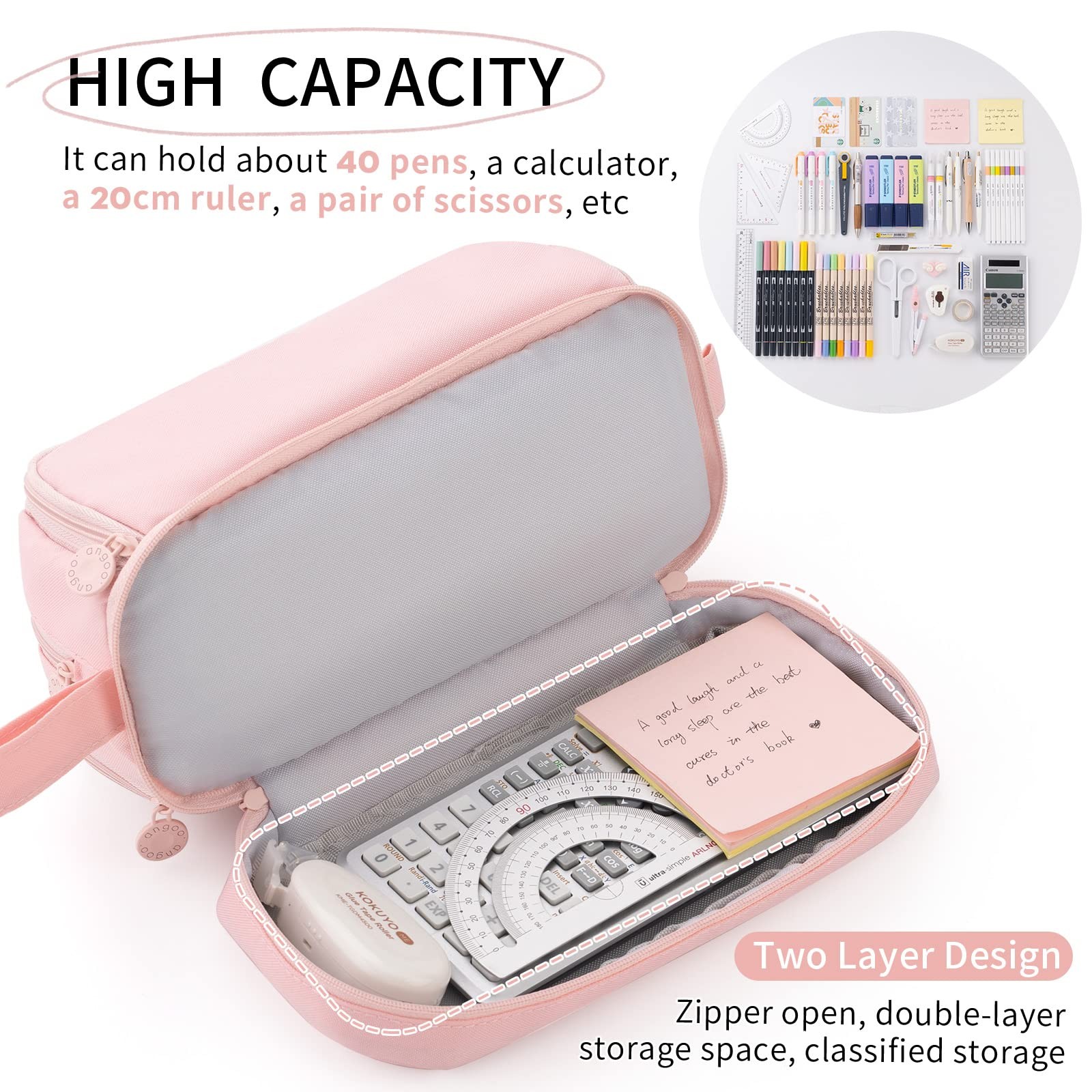 Large Pencil Case 4Compartments MultiSlot Bag School Supplies Organizer For Girl