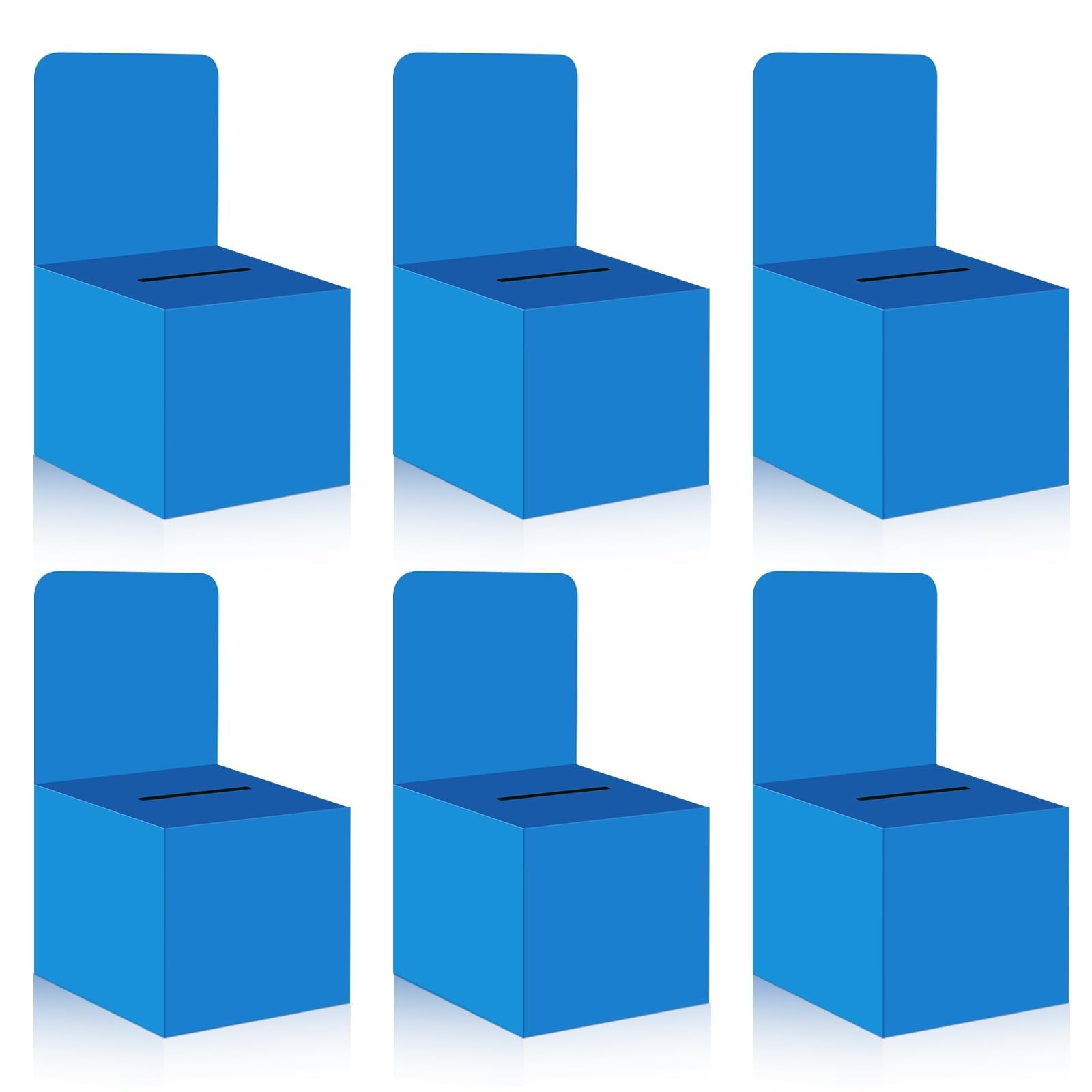 zzhxkjhky 6 Pack Raffle Boxes Ballot Box Suggestion with Slot, 6 x 6 Blue