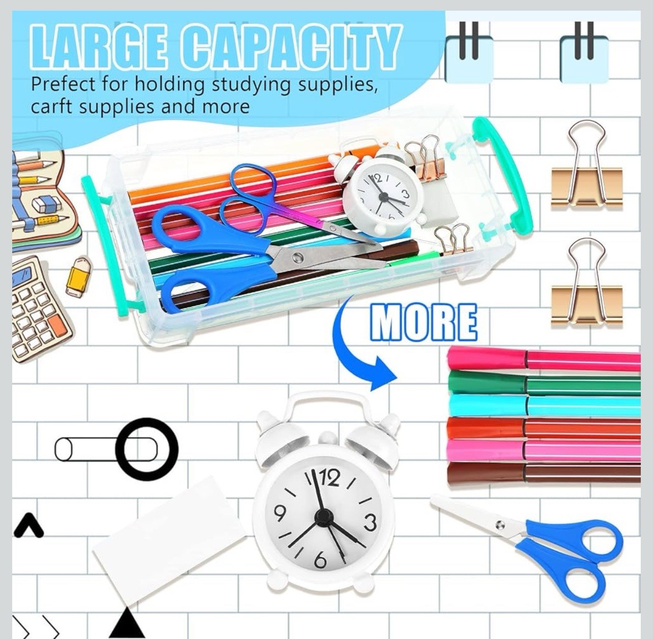 36 Pcs Bulk Large Clear Pencil Crayon Box Classroom Kids Plastic Pen Case wit…