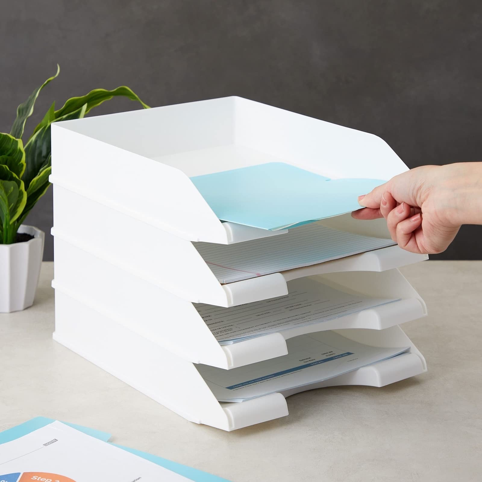 Stockroom Plus Rectangular Letter Trays – Paper Trays for Classroom – Desktop…