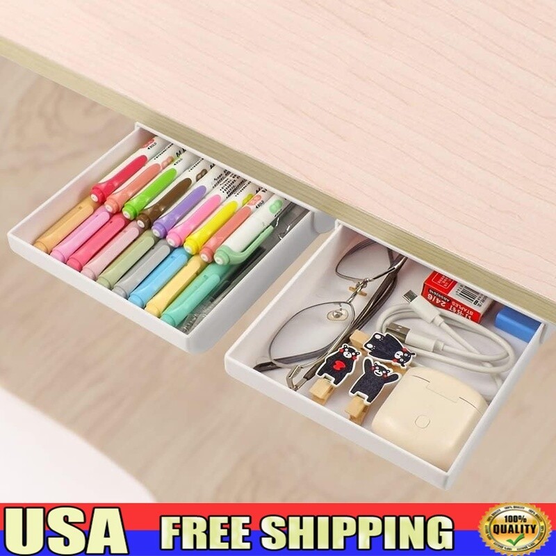 Under Desk Drawer Organizer 2 Pack Slide Out Pencil Holder Space Saver Storage