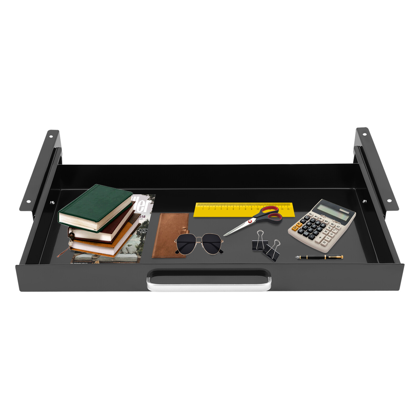 New 21.5″ Black Under Desk Mounted Sliding Pull-out Drawer For Standing Desks