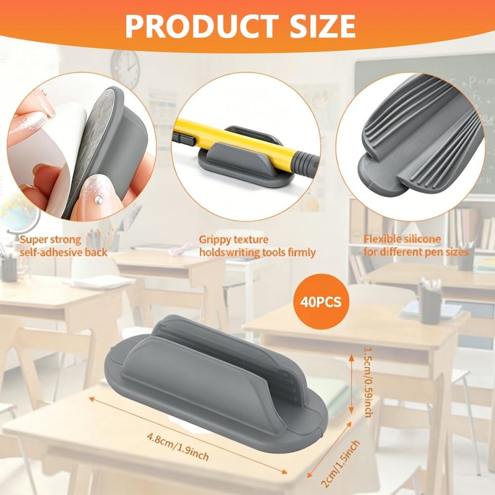 40 PCS Adhesive Pencil Holders for Desk, Silicone Pencil Holder with Upgraded…