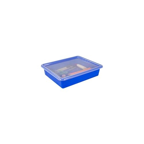 Storex Flat Storage Tray with Lid, Letter Size, 10 x 13 x 3 Inches, 5-Pack