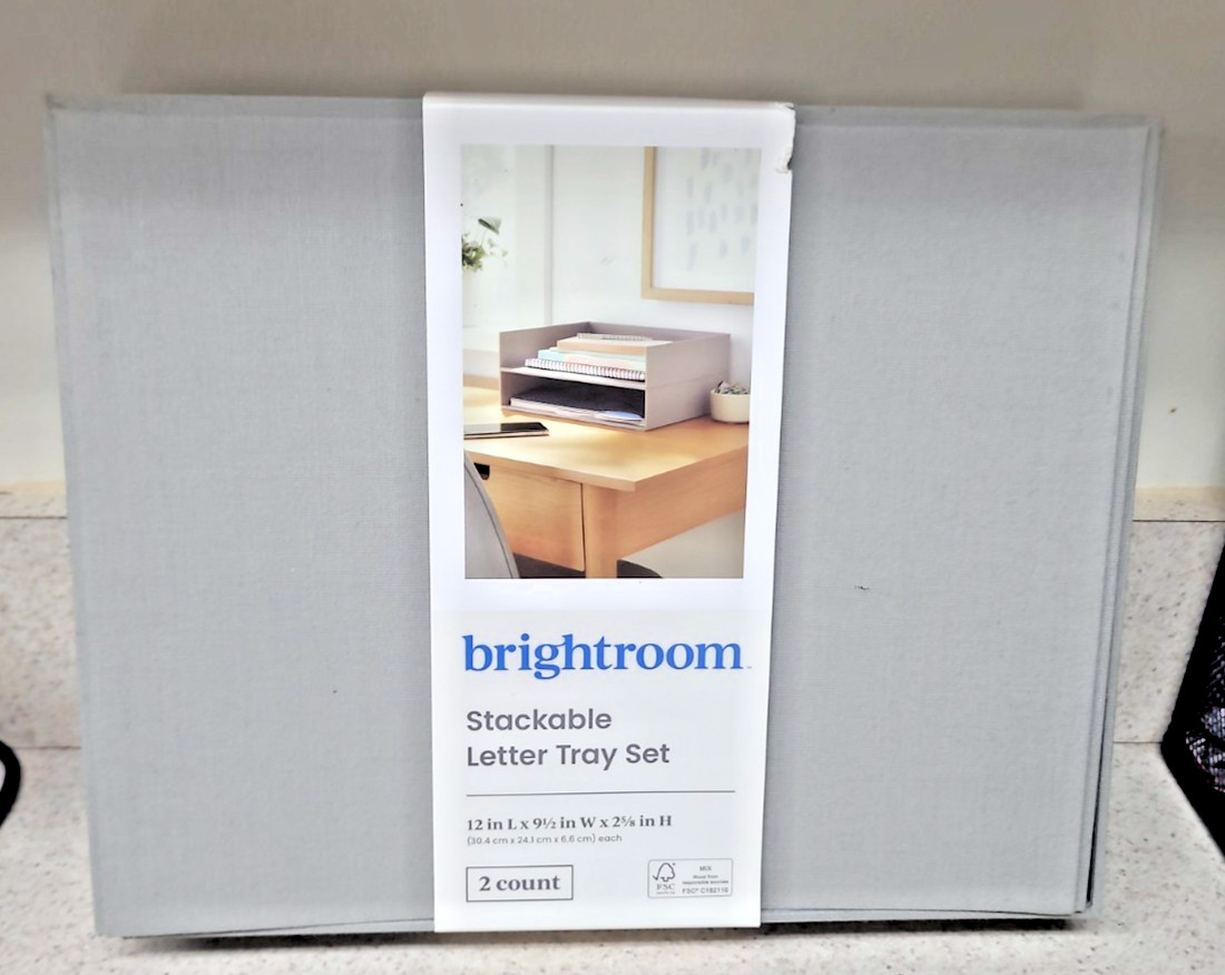Canvas Letter Tray Desktop Organization Set of 2 Gray Brightroom, New A2