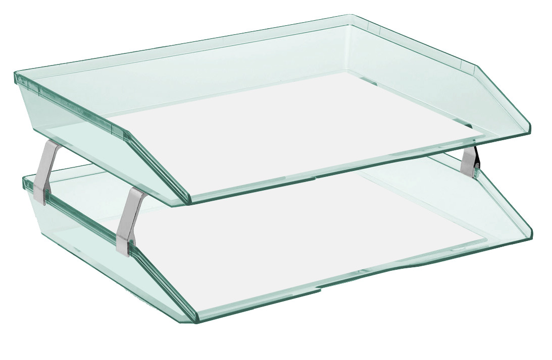 Acrimet Facility 2 Tiers Double Letter Tray (Clear Green Color)