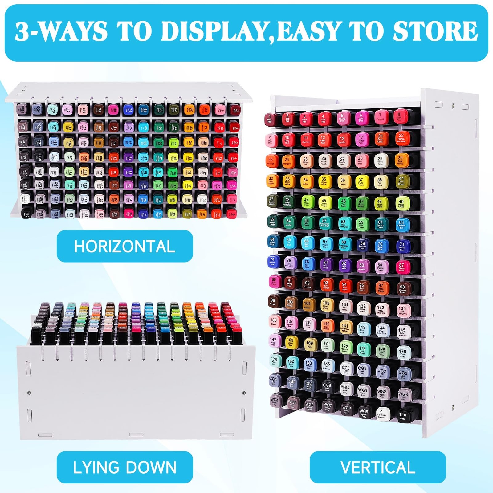 Marker Organizer, 120 Slots Marker Holder Organizer, Marker Storage with Divider