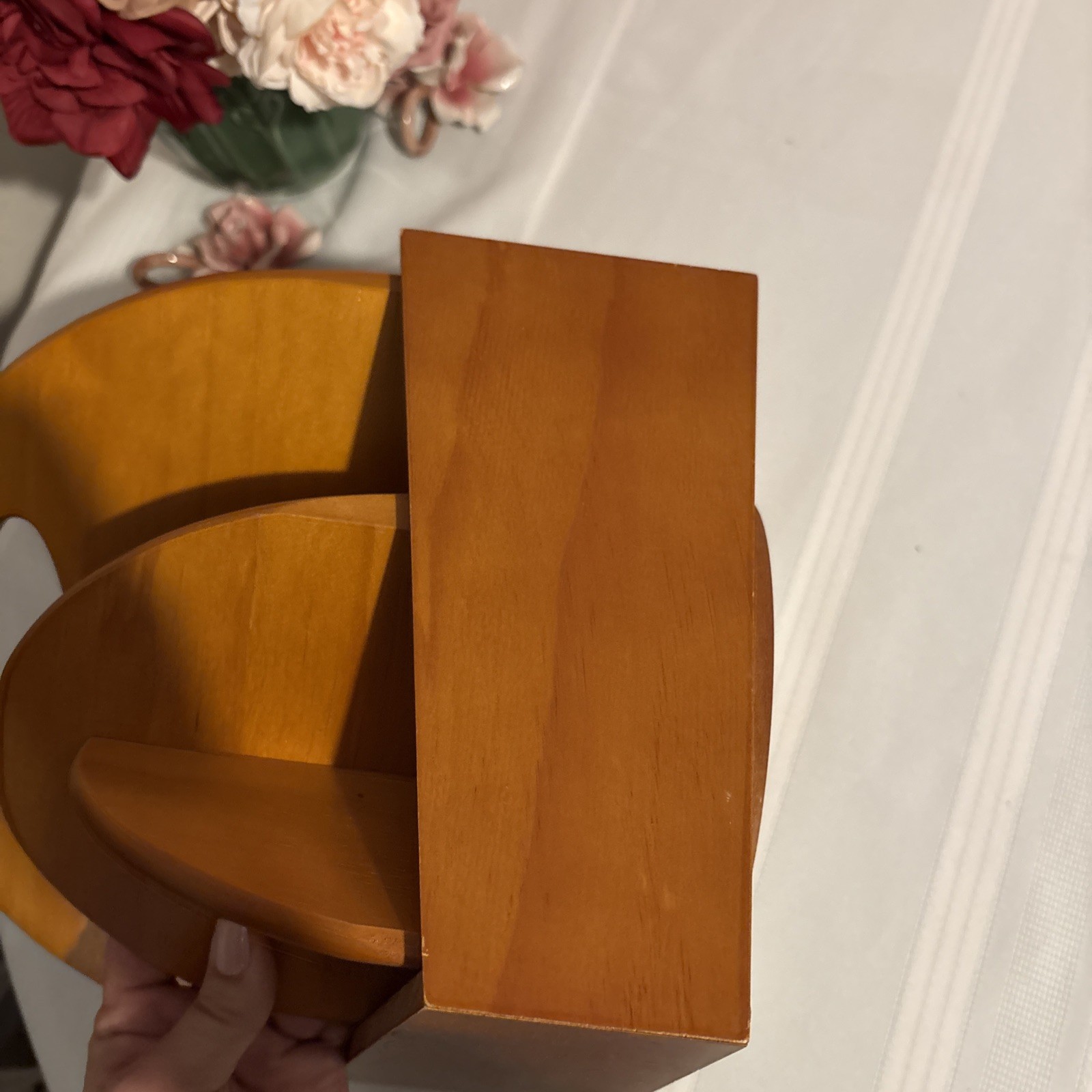 Modern Style Rotating Wood Desk Caddy Organizer Angular Geometric 9x9x12″