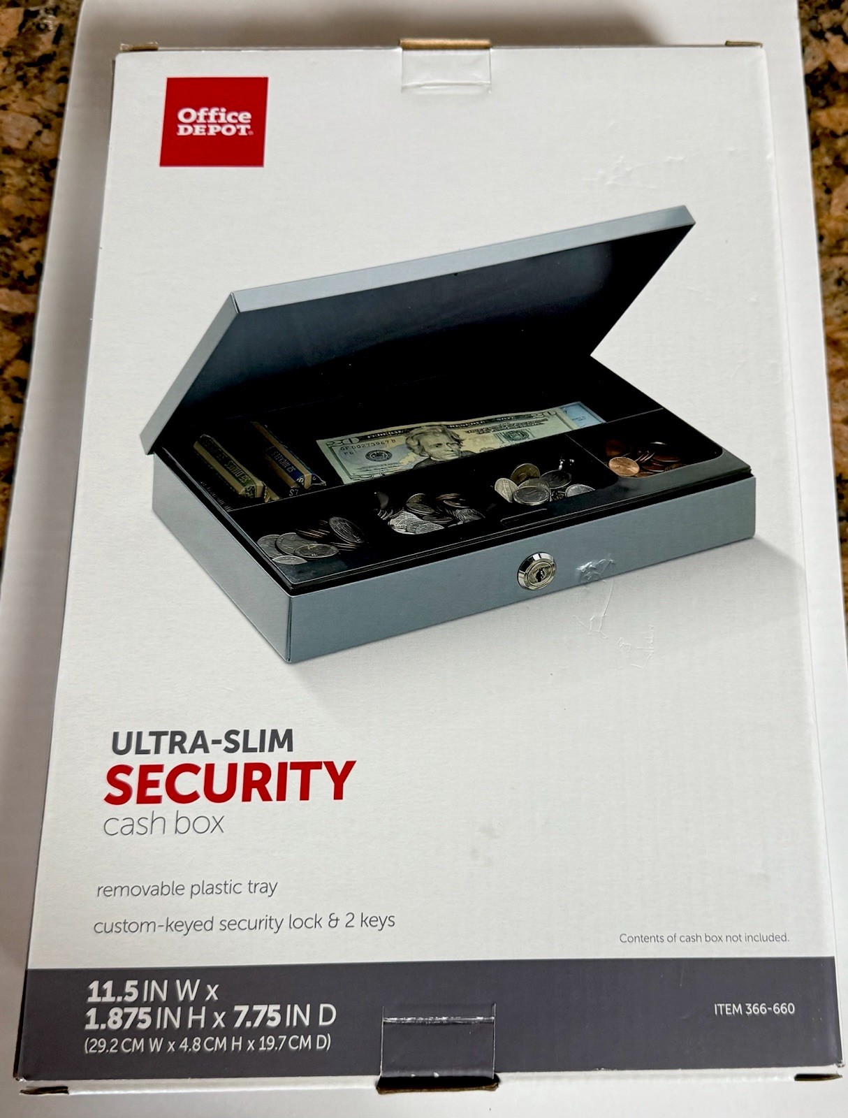 Office Depot Brand Ultra-Slim Cash Box With Security Lock (O5)