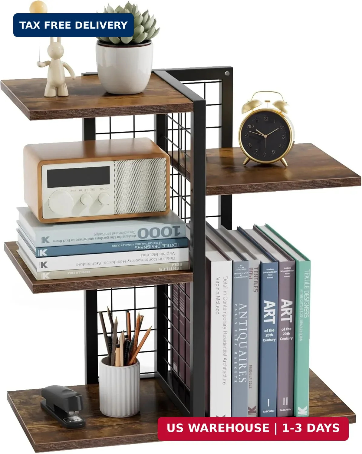 4 Tier Desk Shelf Organizer, Desk Shelf for Top of Desk,Adjustable Tabletop Book